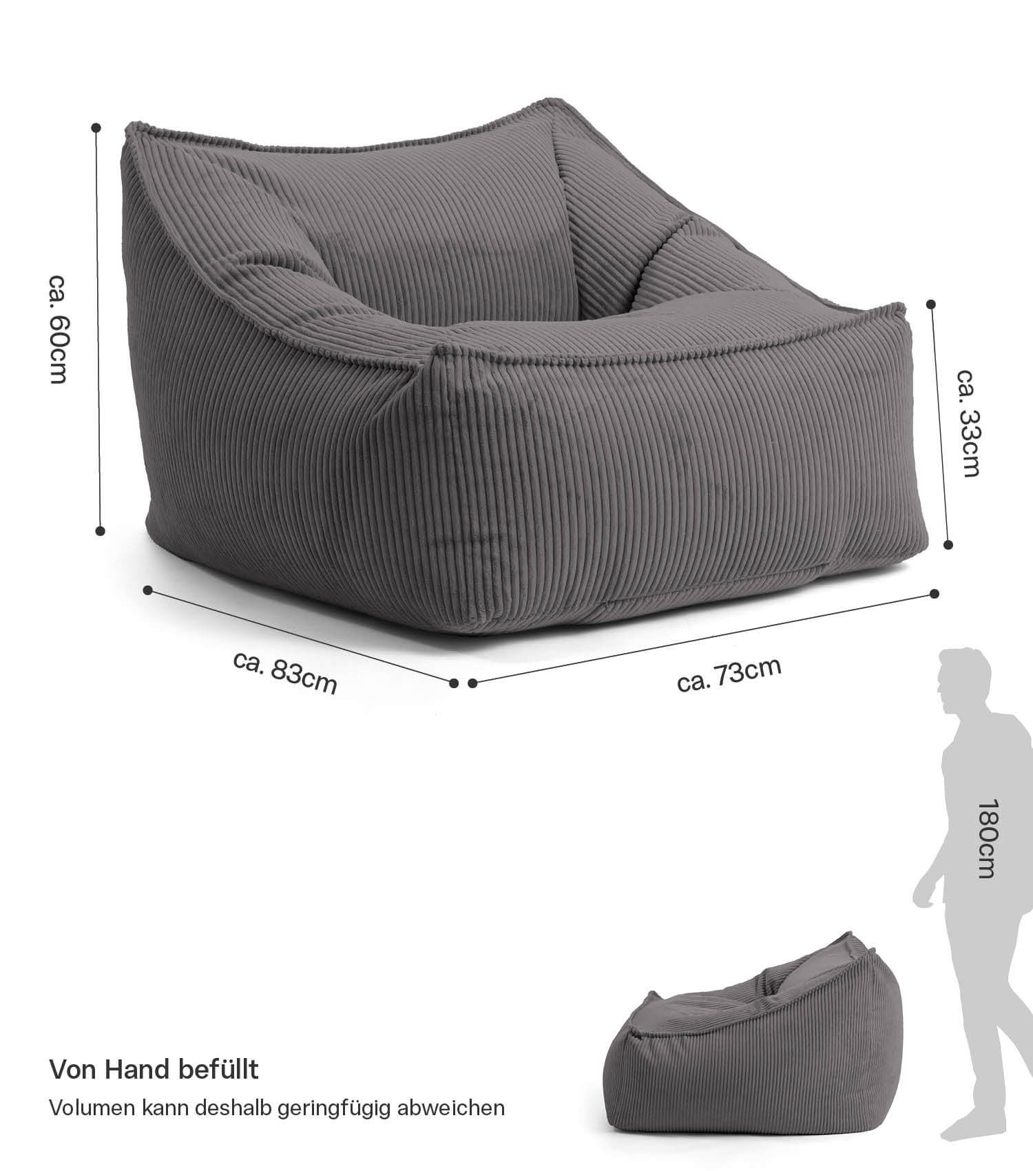 Cord Sessel Lesesessel XXL Sitzsack Sitzsack Cord Bean Bag Armlehnen