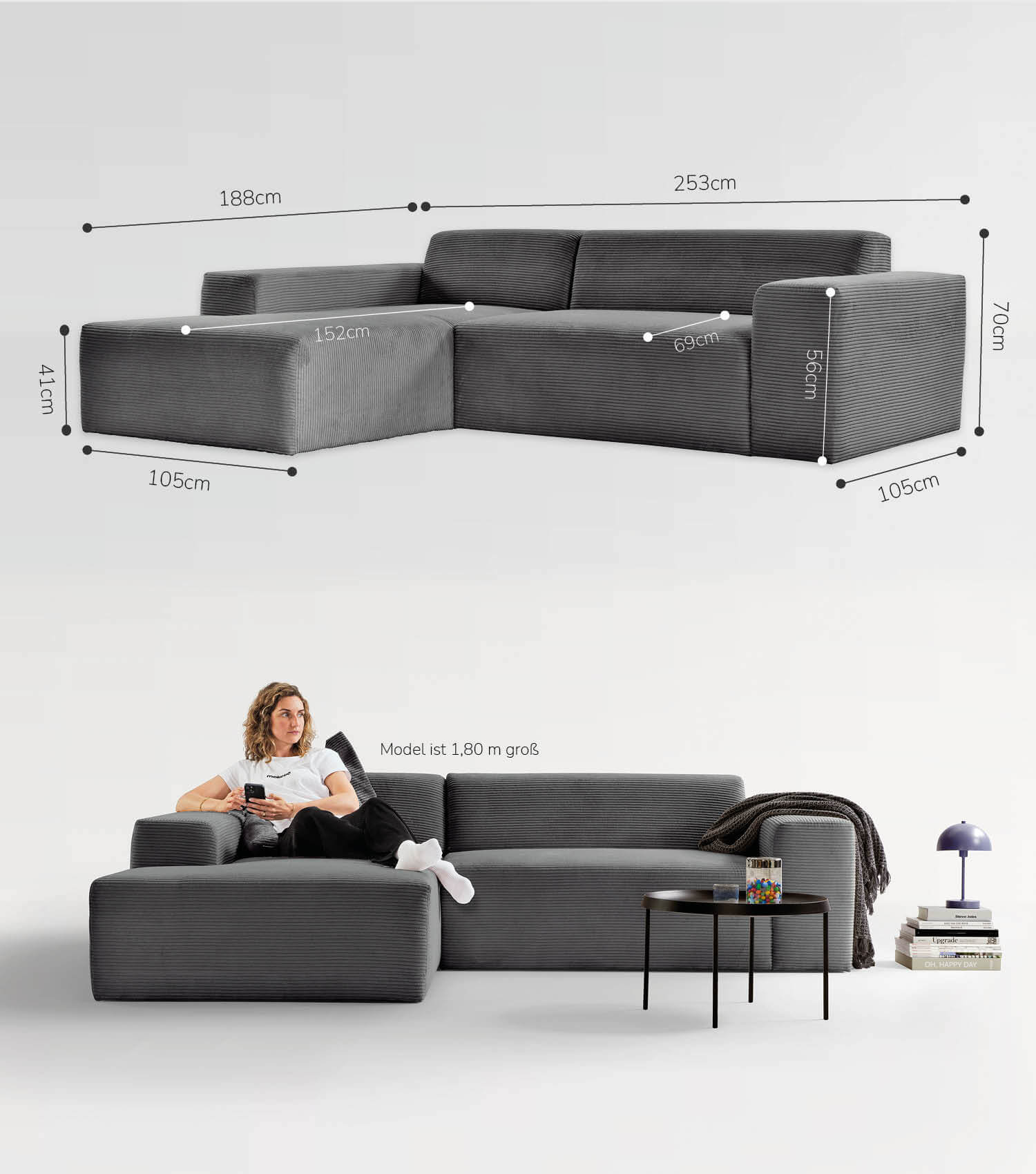 Cord Sofa Sofa Cord Ecksofa Cord Sofa beige Eckcouch 3-Sitzer Sofa