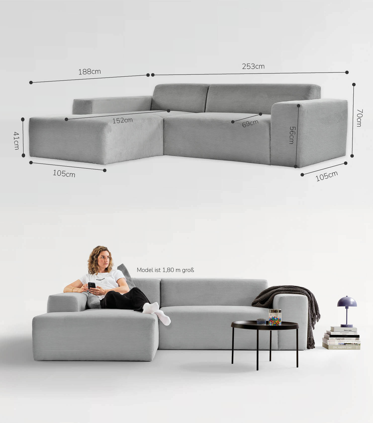 Cord Sofa Sofa Cord Ecksofa Cord Sofa beige Eckcouch 3-Sitzer Sofa