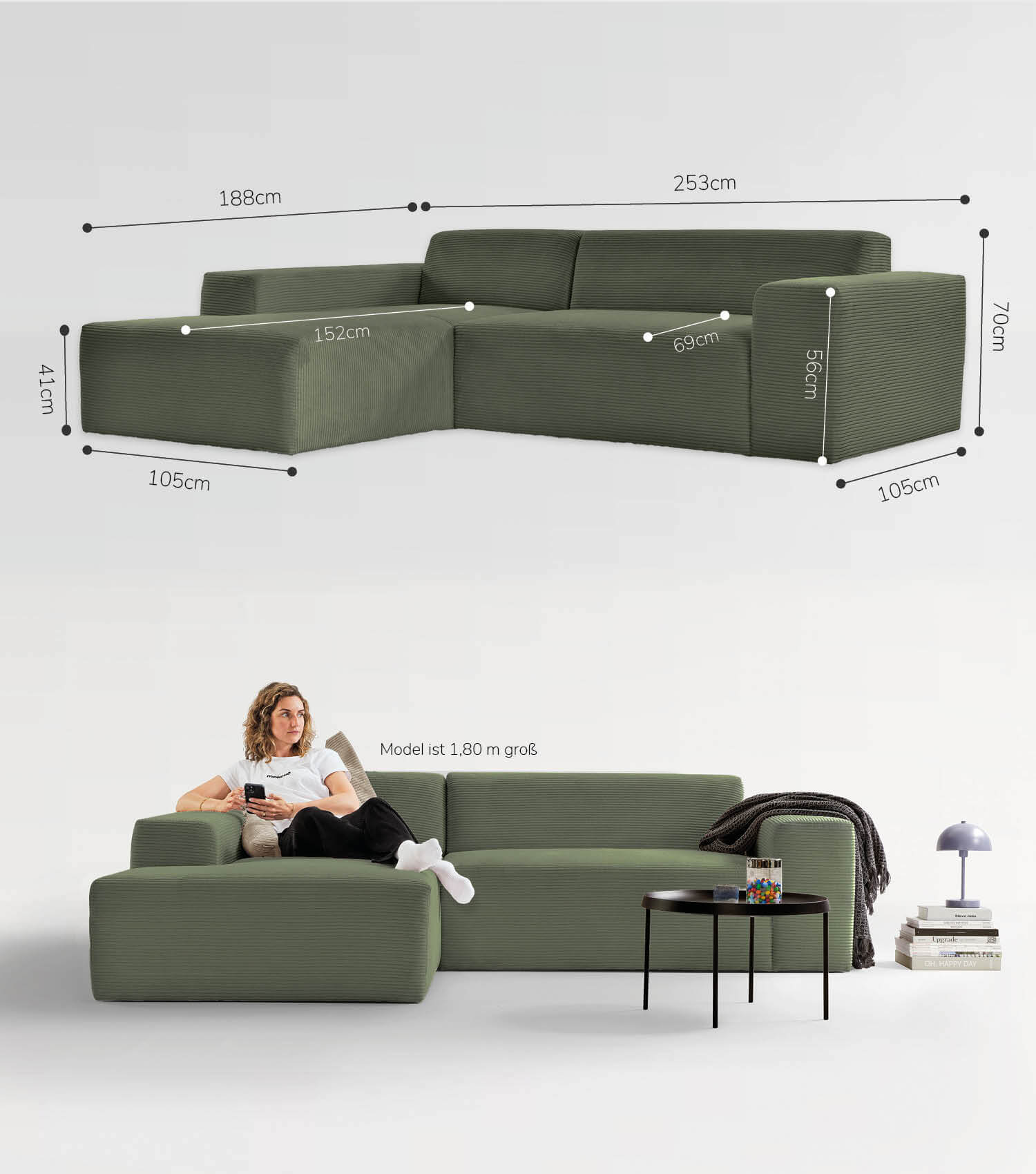 Cord Sofa Sofa Cord Ecksofa Cord Sofa beige Eckcouch 3-Sitzer Sofa
