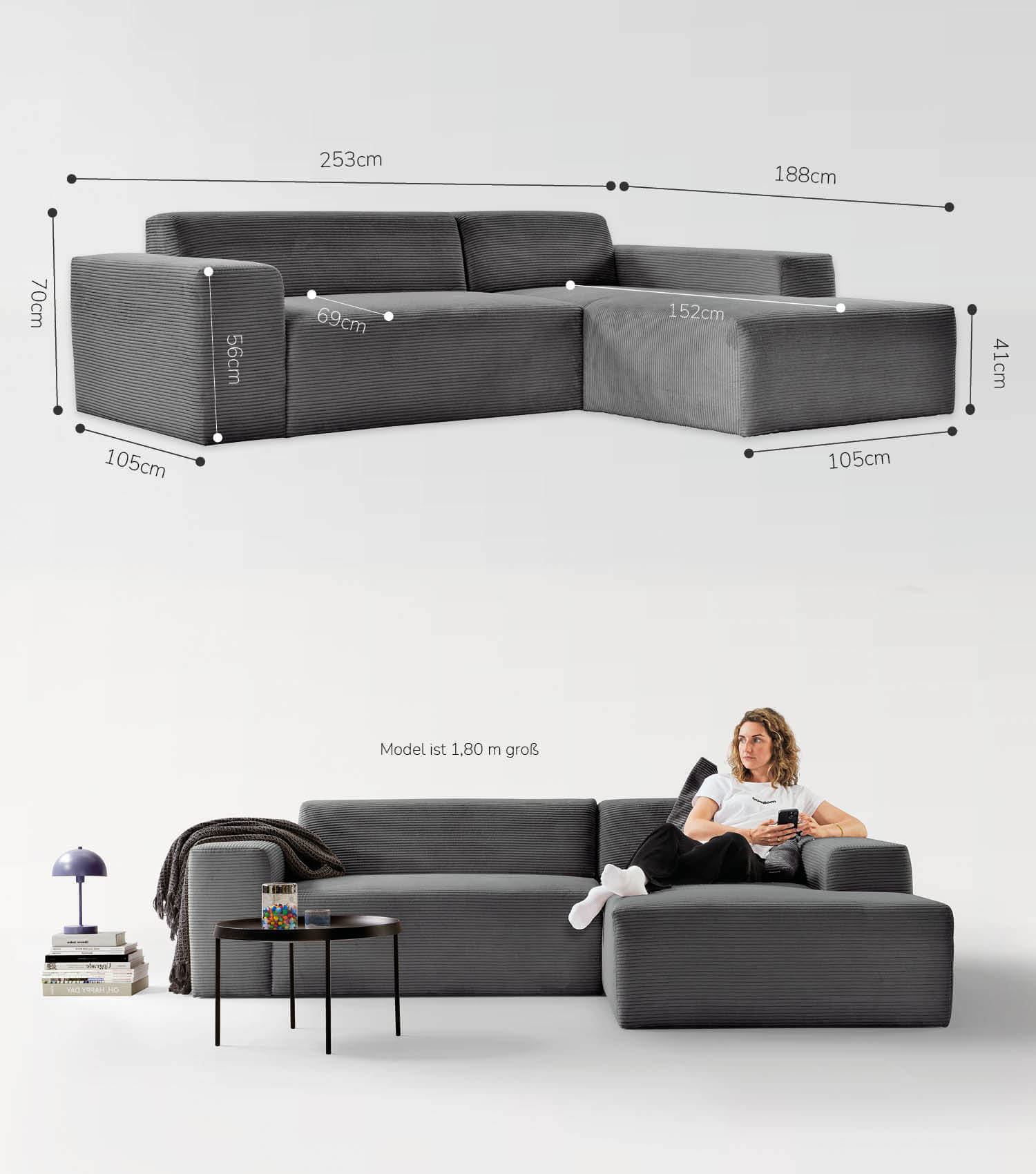 Cord Sofa Sofa Cord Ecksofa Cord Sofa beige Eckcouch 3-Sitzer Sofa