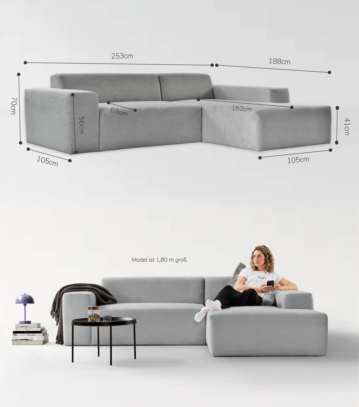 Cord Sofa Sofa Cord Ecksofa Cord Sofa beige Eckcouch 3-Sitzer Sofa