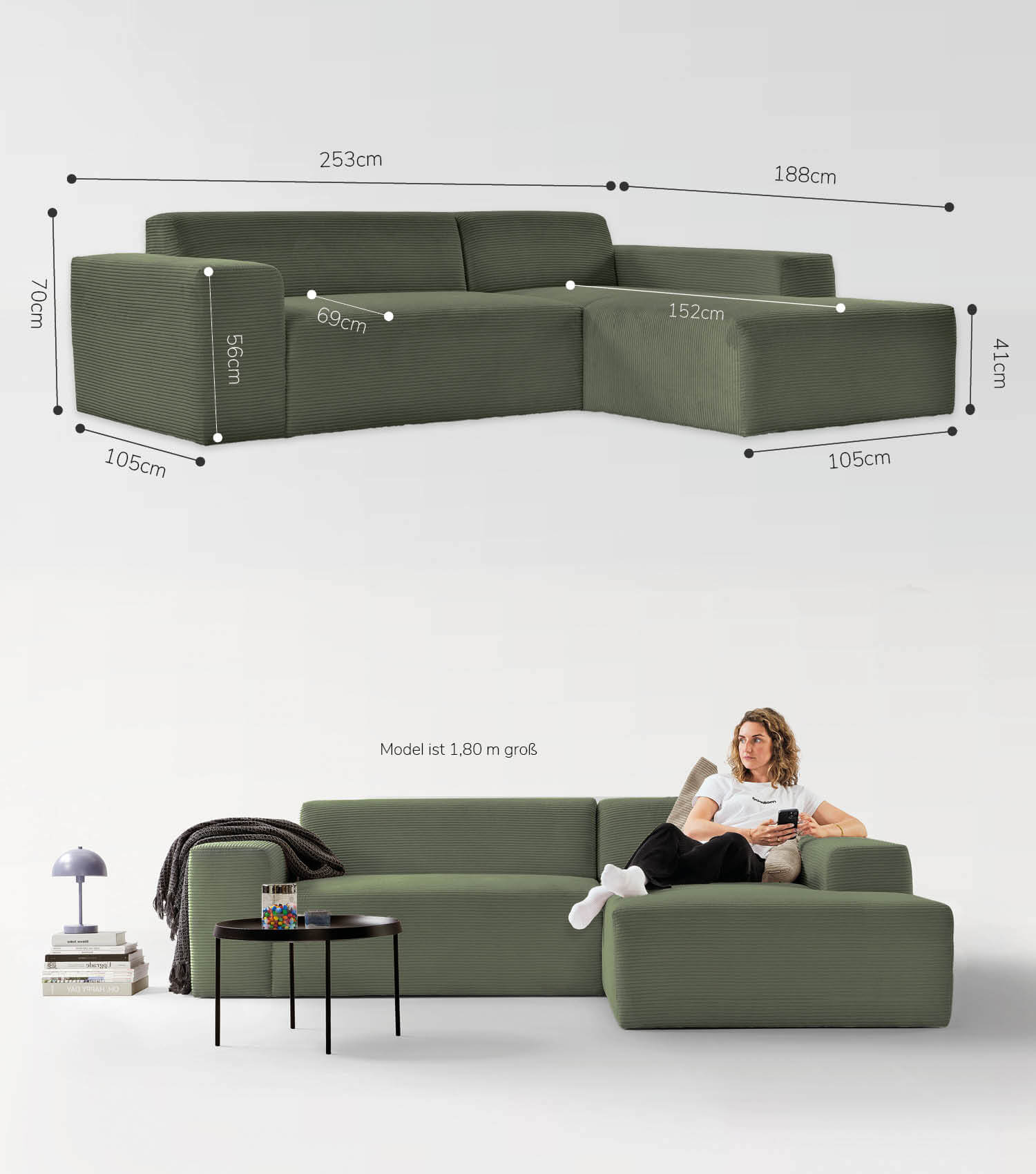 Cord Sofa Sofa Cord Ecksofa Cord Sofa beige Eckcouch 3-Sitzer Sofa