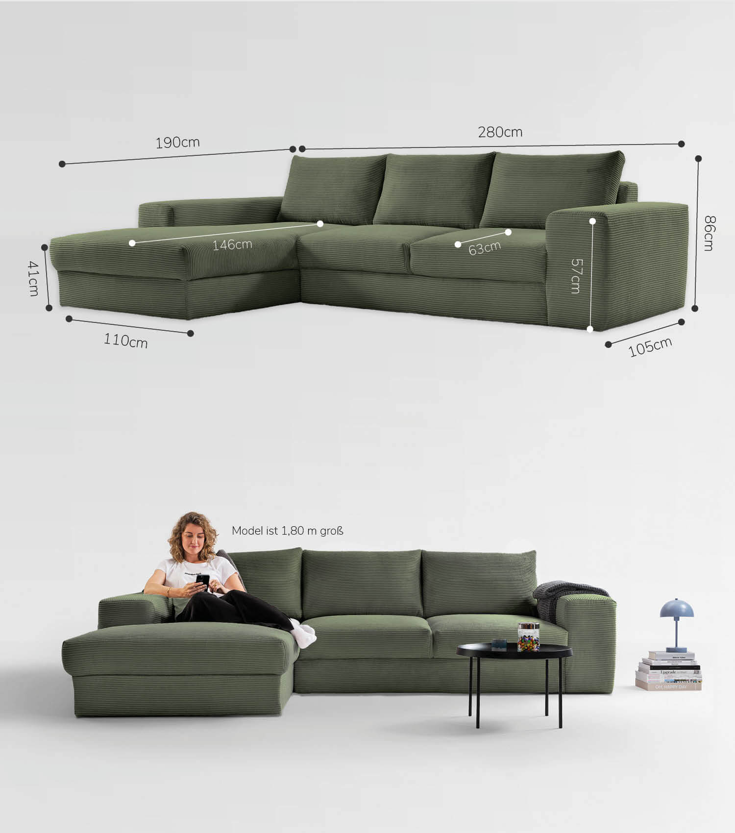 Cord Sofa Sofa Cord Ecksofa Cord Sofa beige Eckcouch 3-Sitzer Sofa