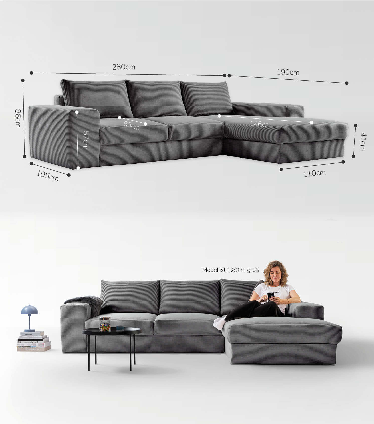 Cord Sofa Sofa Cord Ecksofa Cord Sofa beige Eckcouch 3-Sitzer Sofa