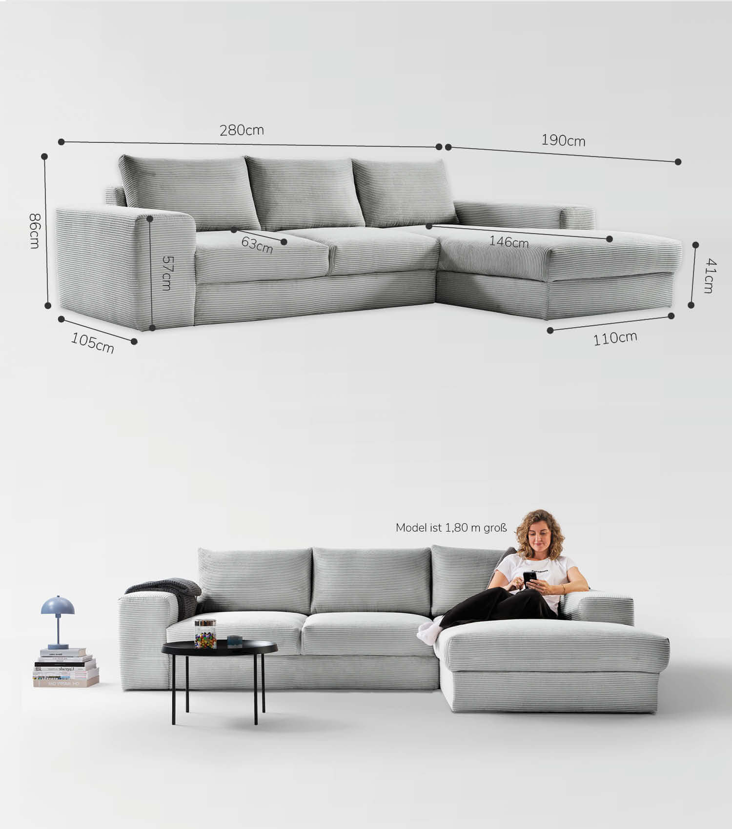 Cord Sofa Sofa Cord Ecksofa Cord Sofa beige Eckcouch 3-Sitzer Sofa