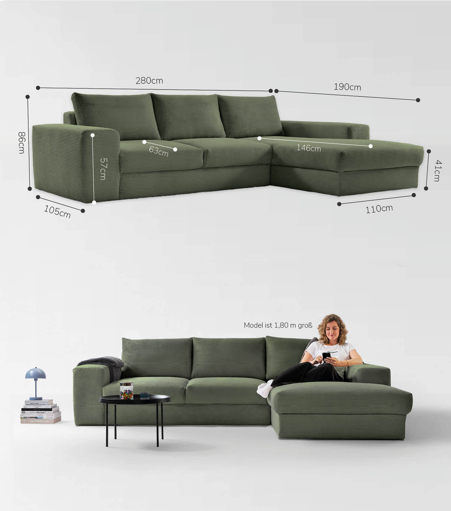 Cord Sofa Sofa Cord Ecksofa Cord Sofa beige Eckcouch 3-Sitzer Sofa