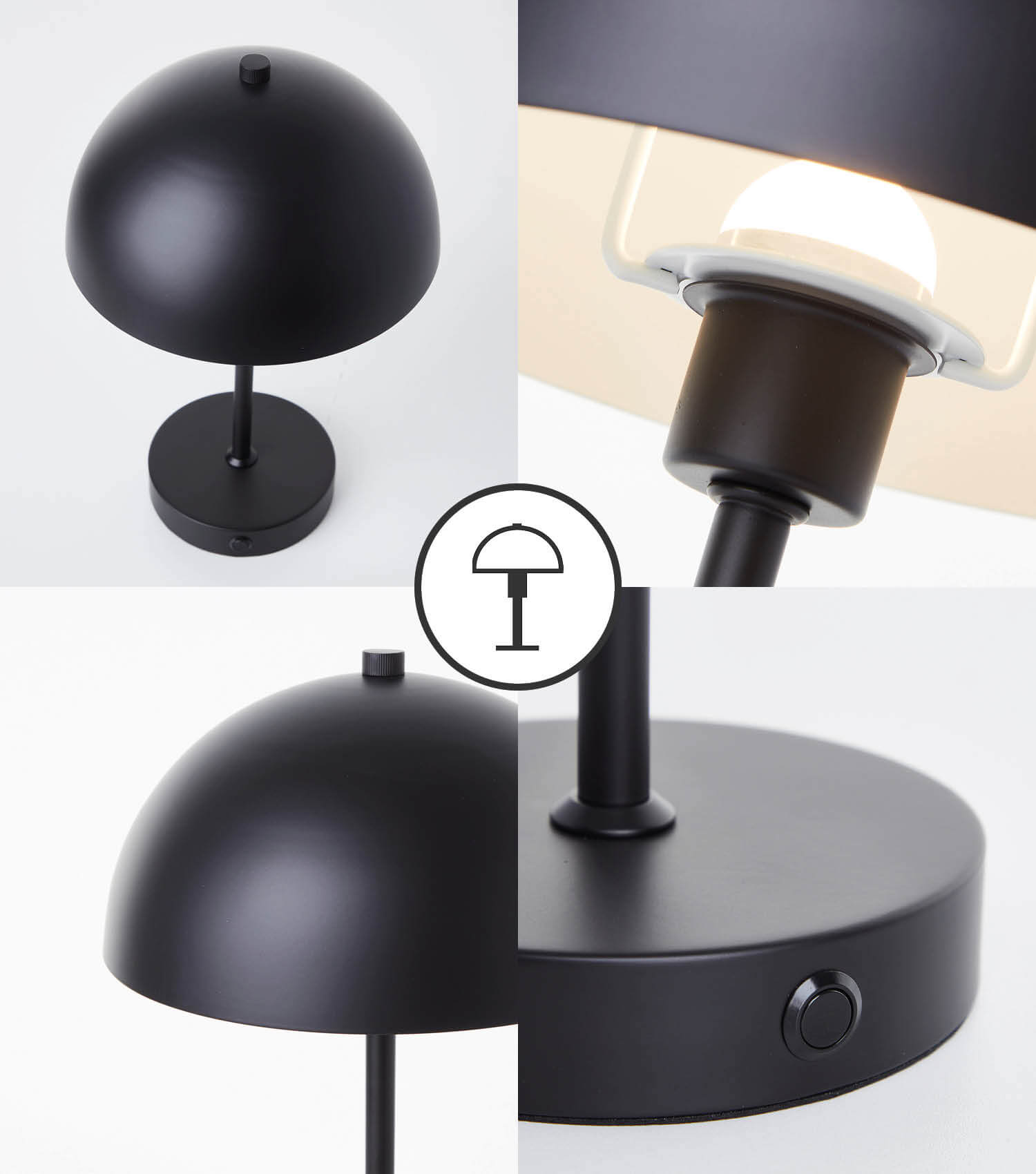 Tischlampe kabellos Akku Tischleuchte dimmbar aufladbar Nachttischlampe