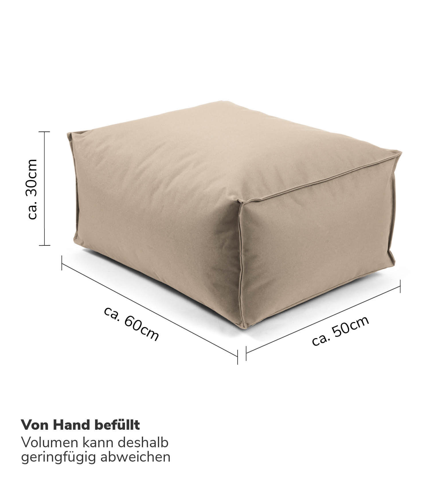 Outdoor Pouf Hocker Sitzkissen Bodenkissen 'Der Ruhepouf' Fußhocker eckig