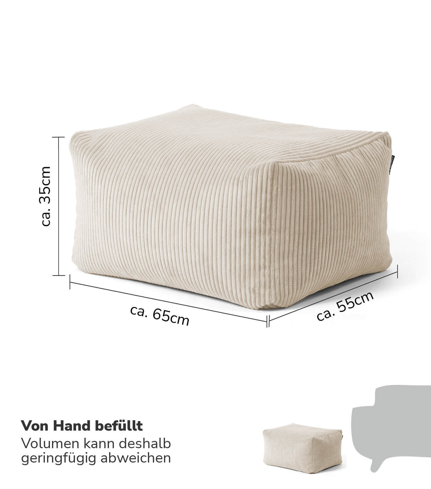 Indoor Pouf Hocker Sitzkissen Bodenkissen 'Der Ruhestifter' Fußhocker eckig