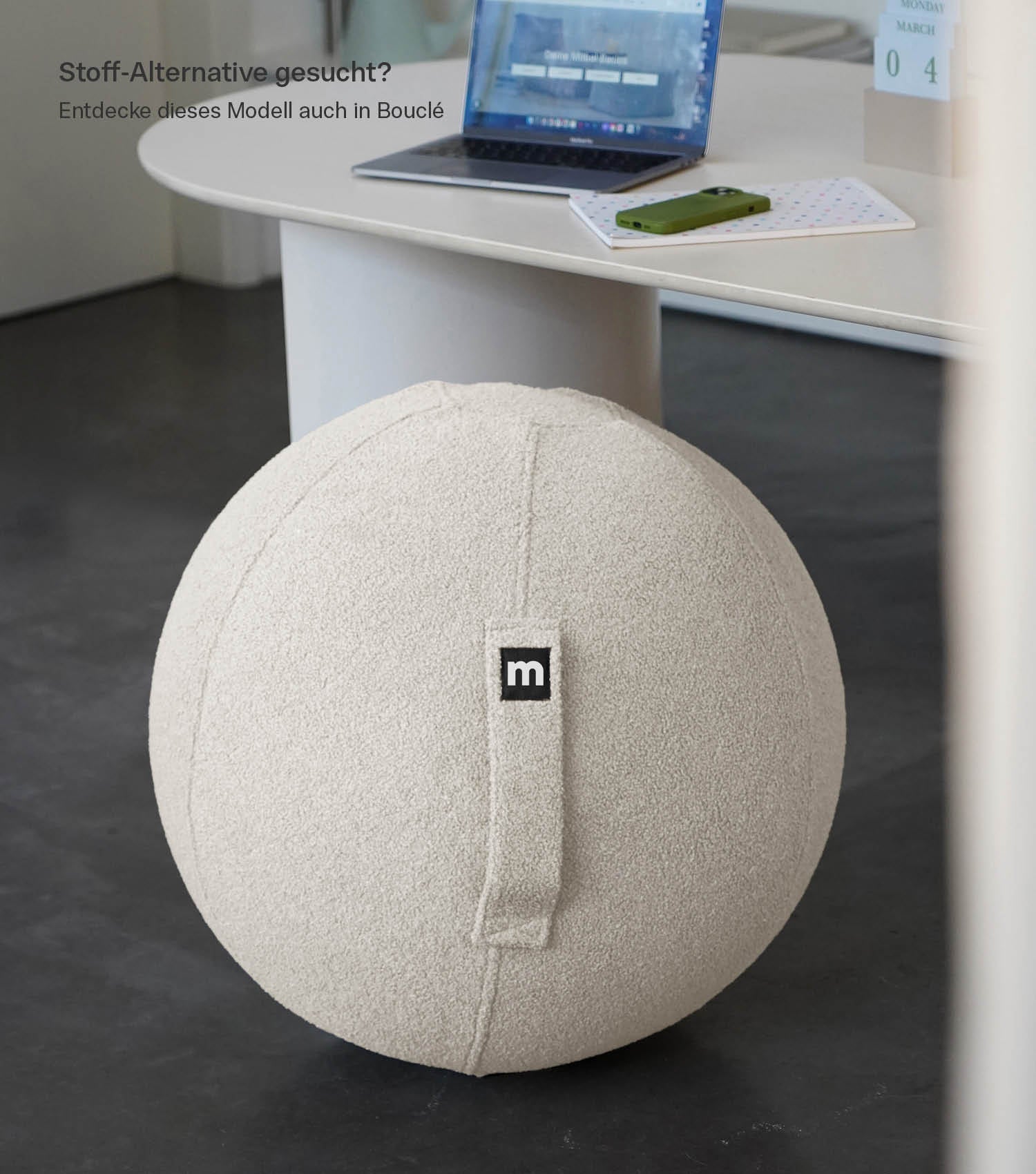 Stoff Sitzball ergonomisch 'Der Sportliche' Gymnastikball & Hocker Grau