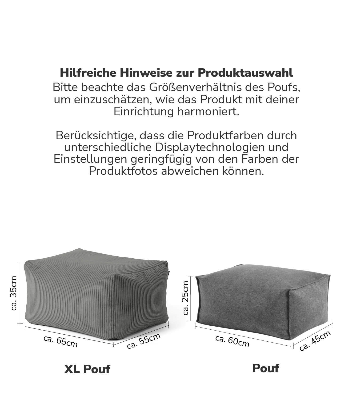 Indoor Pouf Hocker Sitzkissen Bodenkissen 'Der Ruhestifter' Fußhocker eckig