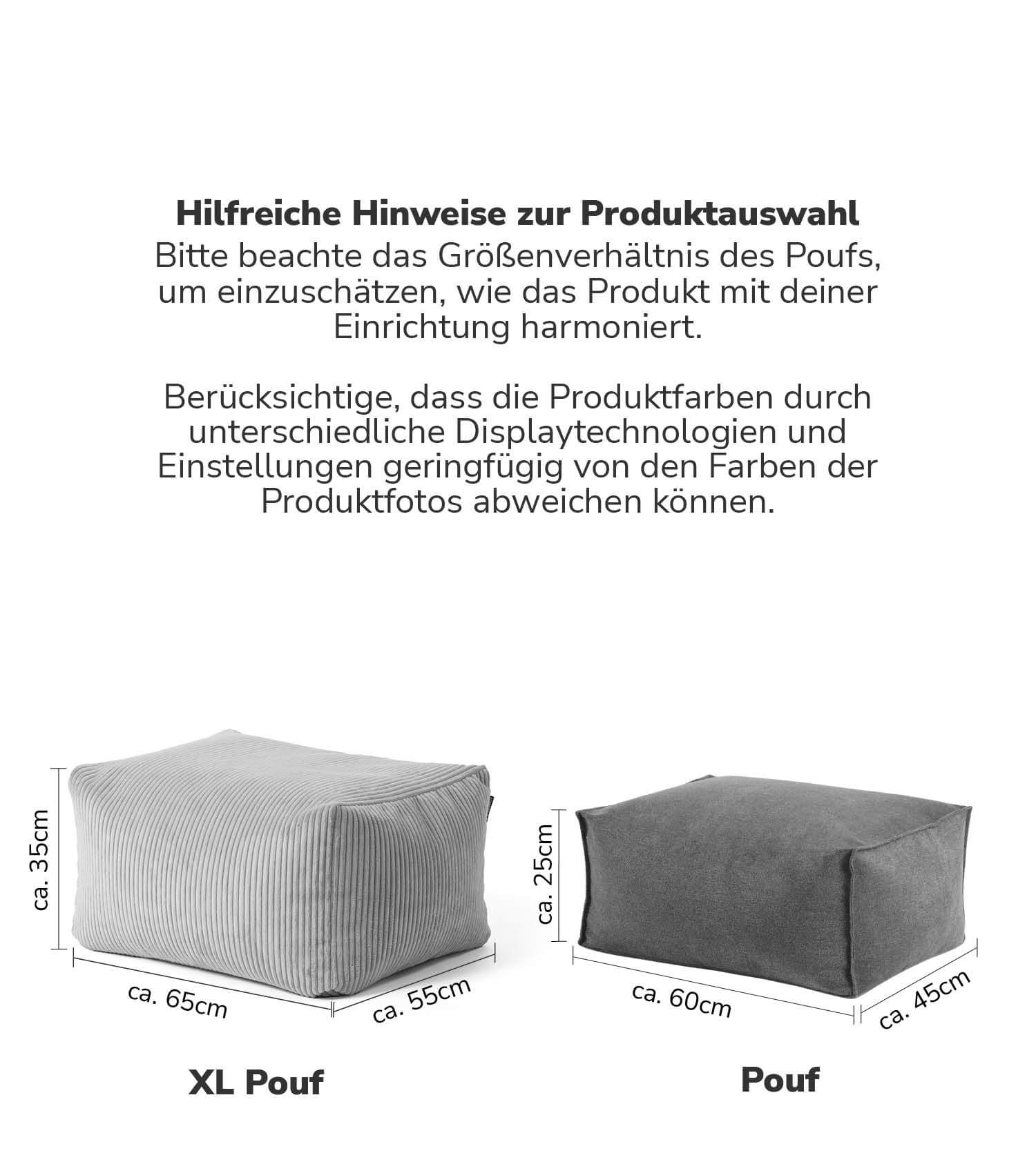Indoor Pouf Hocker Sitzkissen Bodenkissen 'Der Ruhestifter' Fußhocker eckig