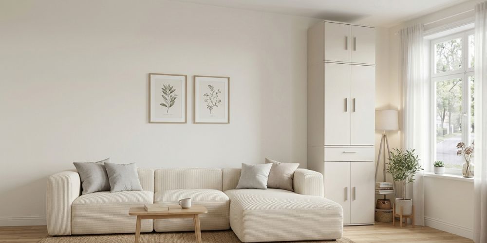 Vertikaler Stauraum: Wie Hochschränke dein kleines Wohnzimmer optisch vergrößern