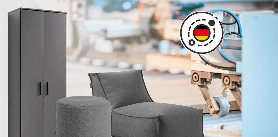 Sitzsäcke, Poufs, Mehrzweckschränke und Kommoden hergestellt in Deutschland. 