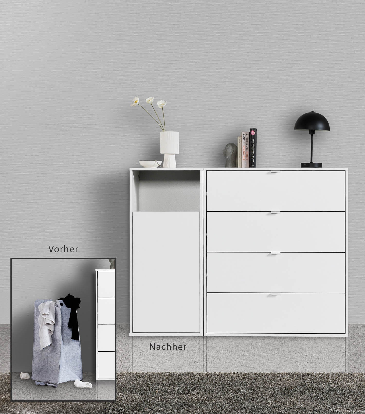 Wäscheschrank Wäschesammler Wäschekorb Holz Wäschetrenner Wäschebox