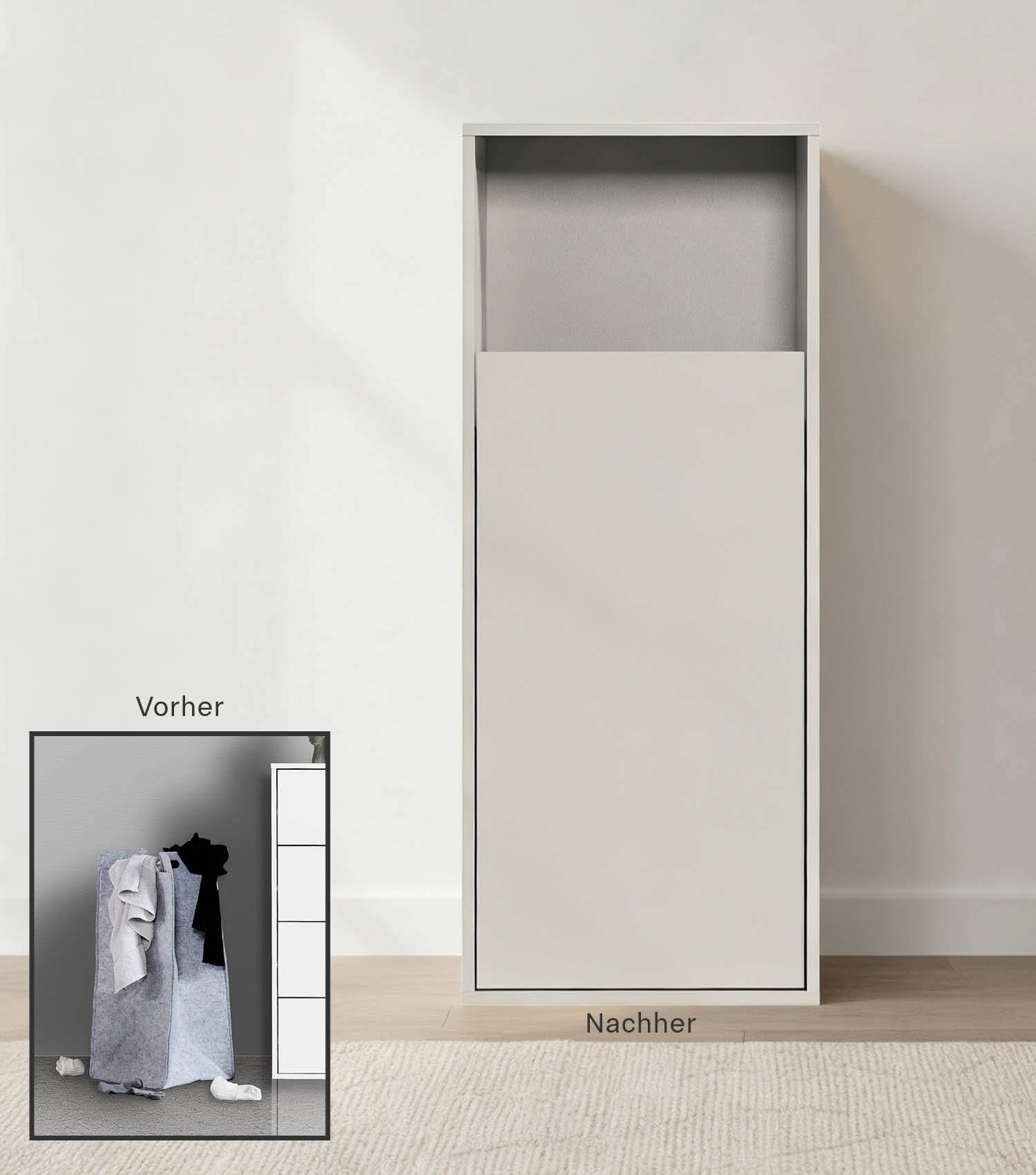 Wäscheschrank Wäschesammler Wäschekorb Holz Wäschetrenner Wäschebox