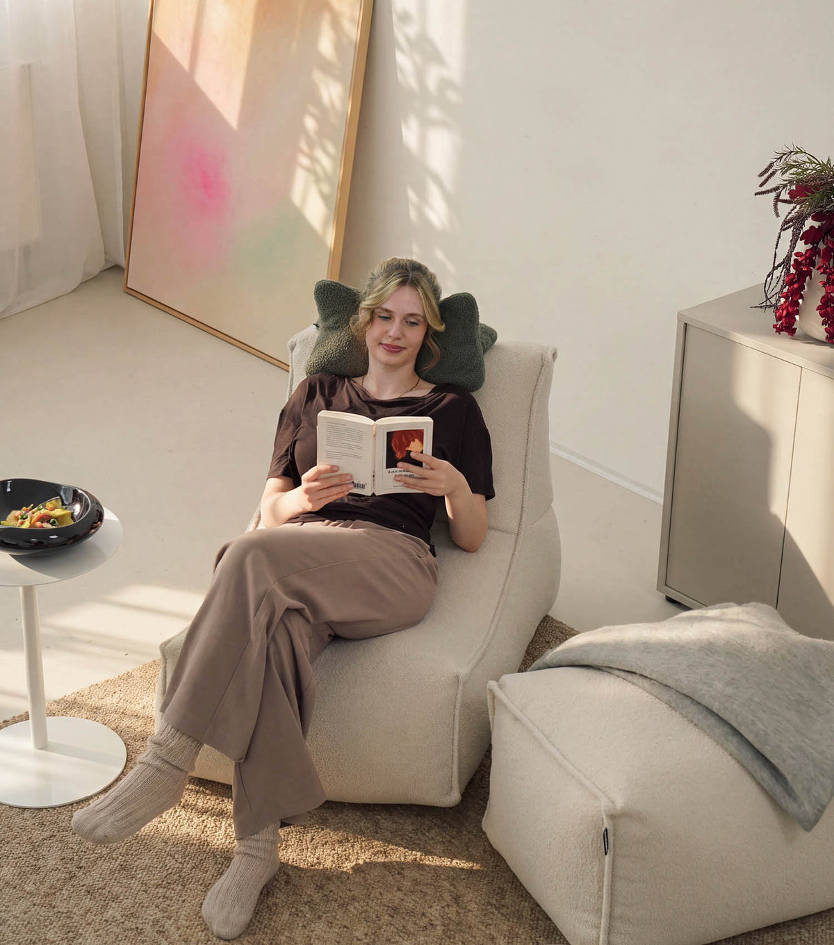 mokebo® 'Doze' Bouclé bean bag relax chair reading chair