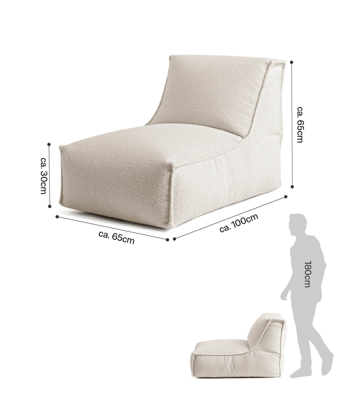 mokebo® 'Doze' Bouclé bean bag relax chair reading chair