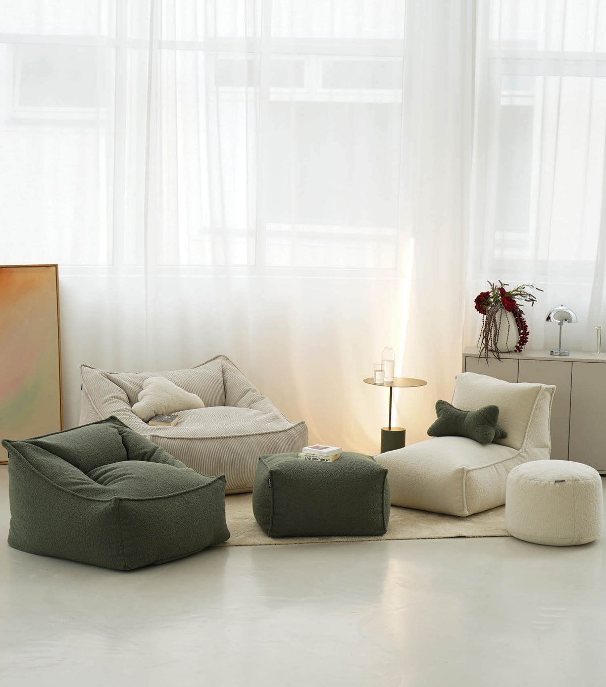 mokebo® 'Doze' Bouclé bean bag relax chair reading chair