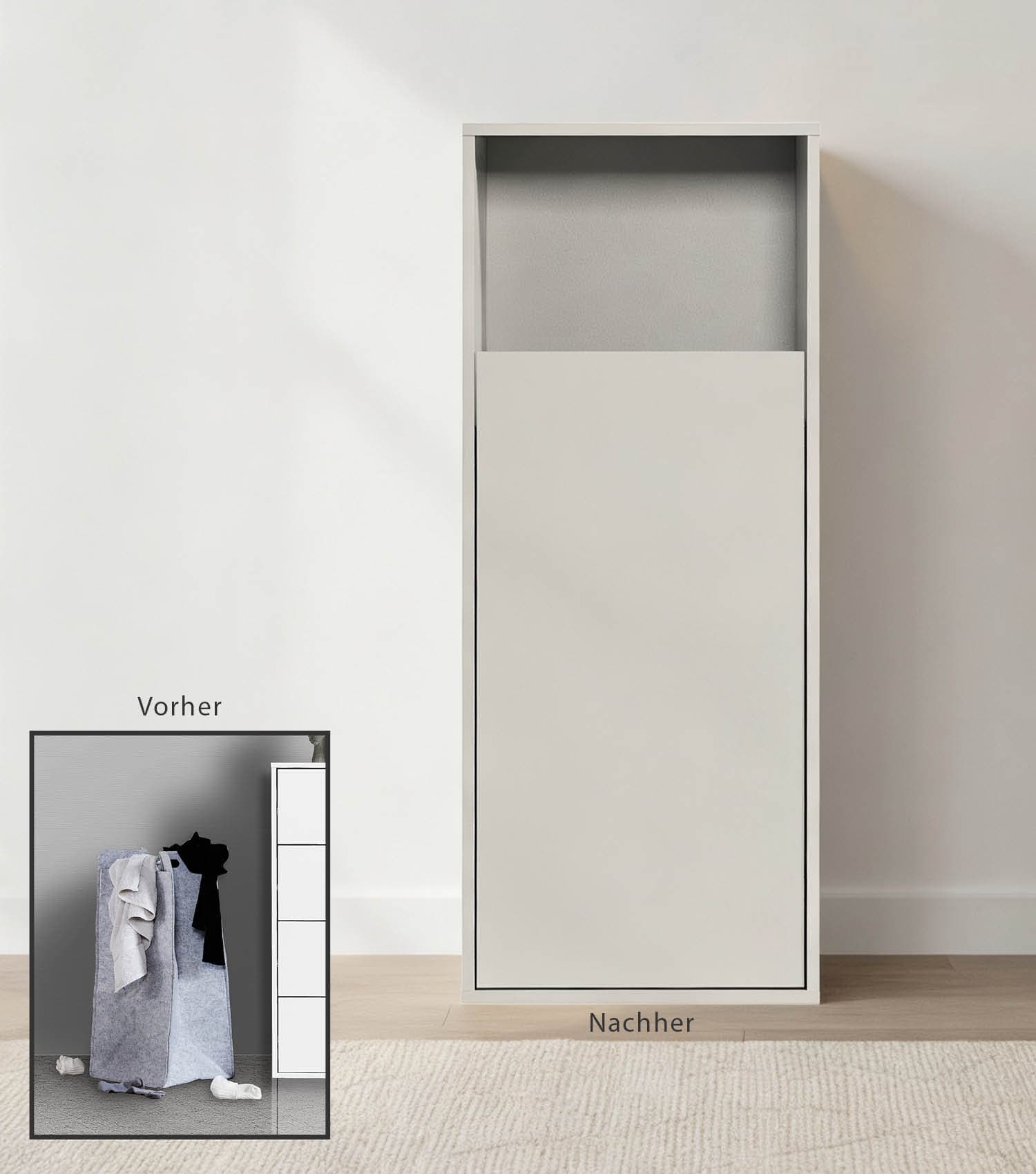 Wäscheschrank Wäschesammler Wäschekorb Holz Wäschetrenner Wäschebox