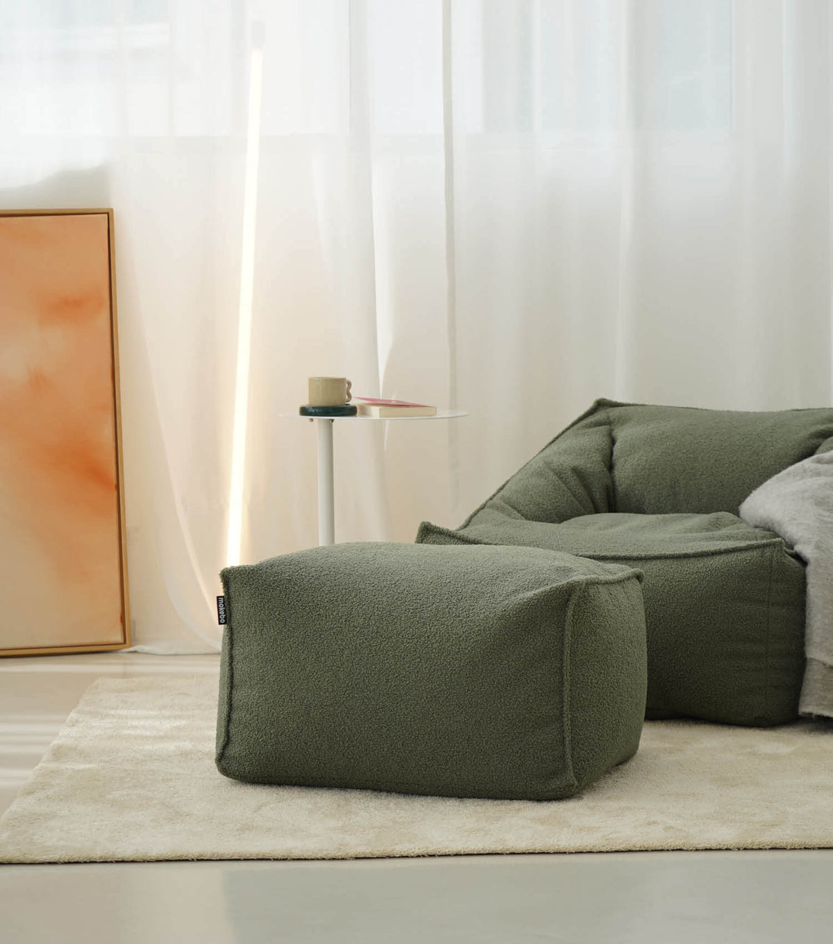 mokebo® 'Block' Pouf Bouclé, pouf, repose-pieds, coussin de sol