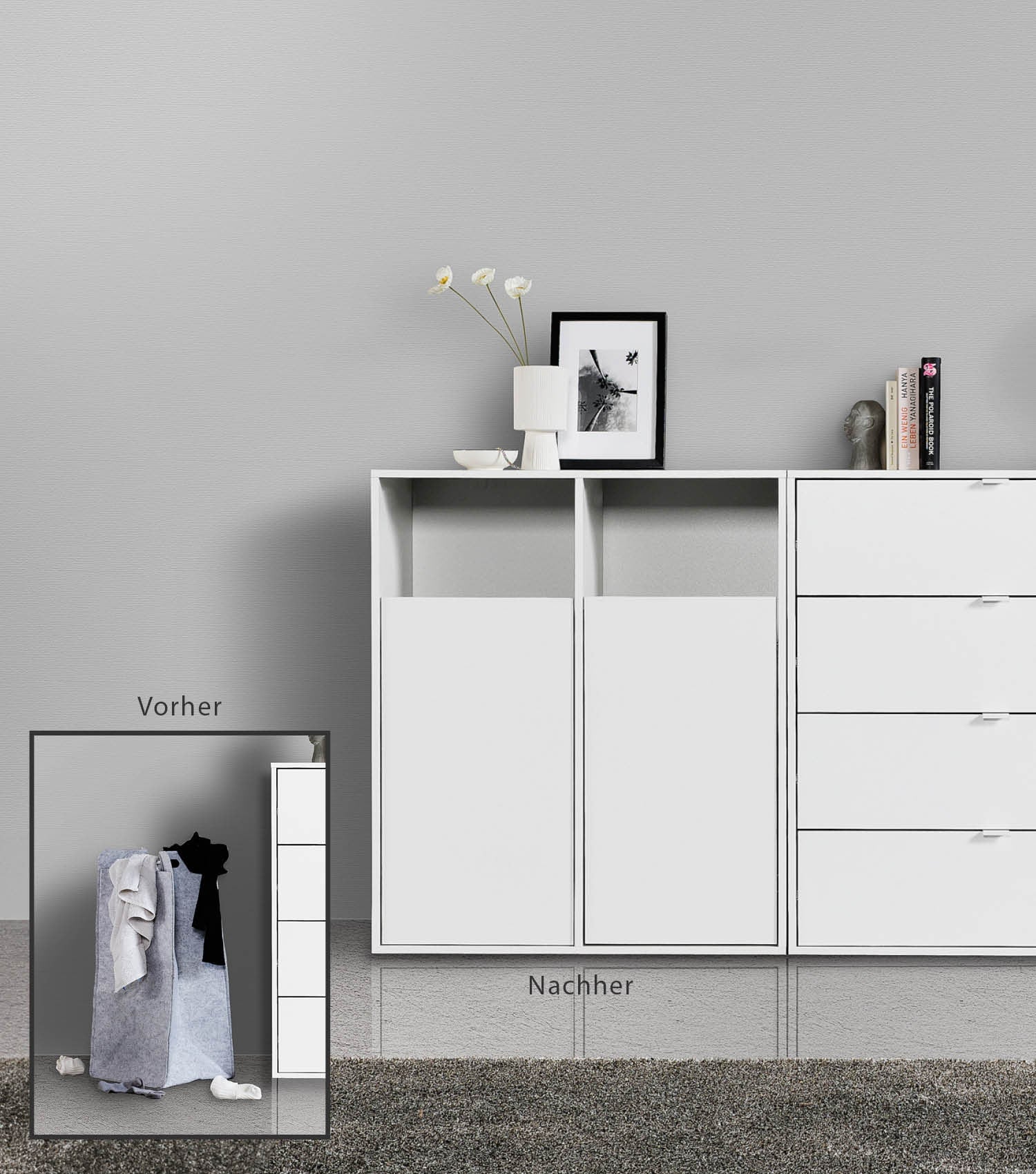 Wäscheschrank Wäschesammler Wäschekorb Holz Wäschetrenner Wäschebox