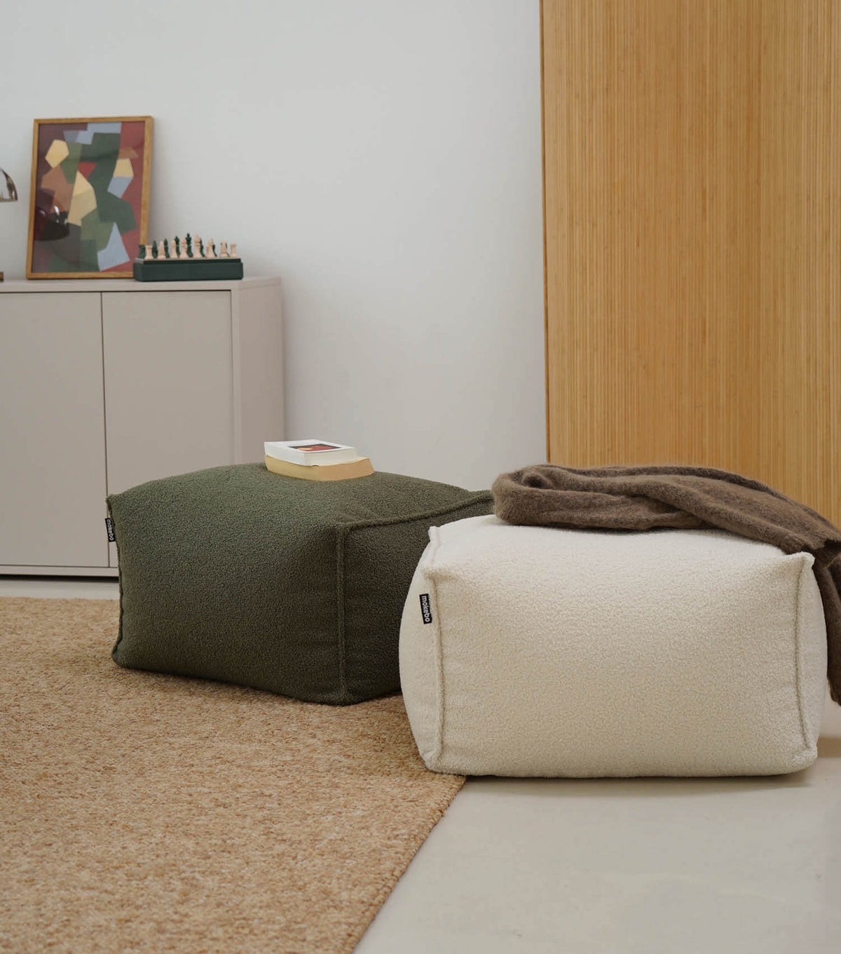 mokebo® 'Block' Pouf Bouclé, pouf, repose-pieds, coussin de sol