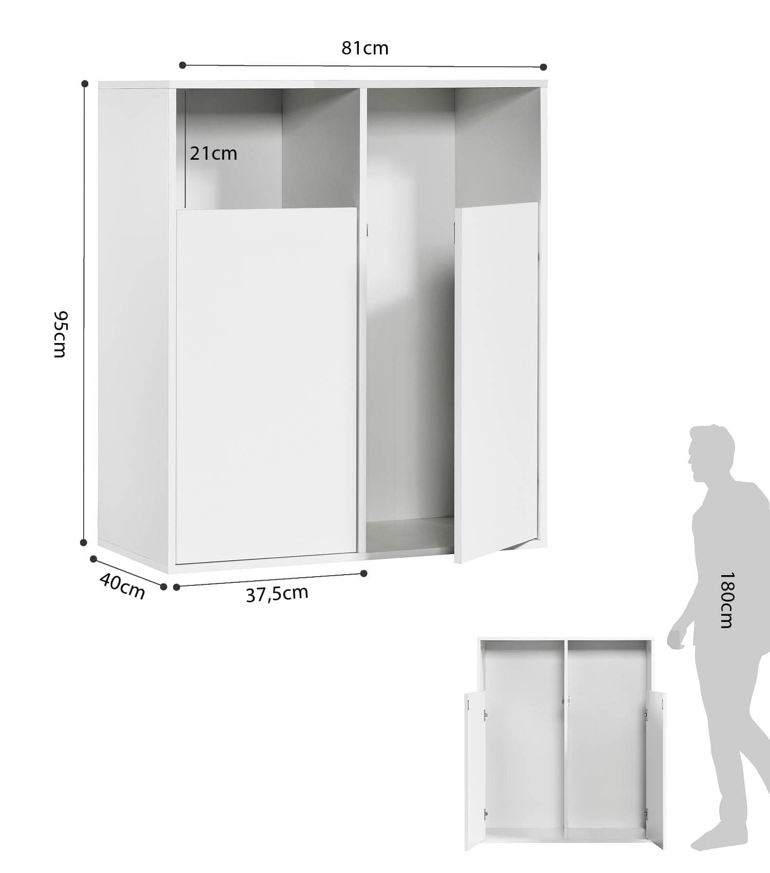 Wäscheschrank Wäschesammler Wäschekorb Holz Wäschetrenner Wäschebox