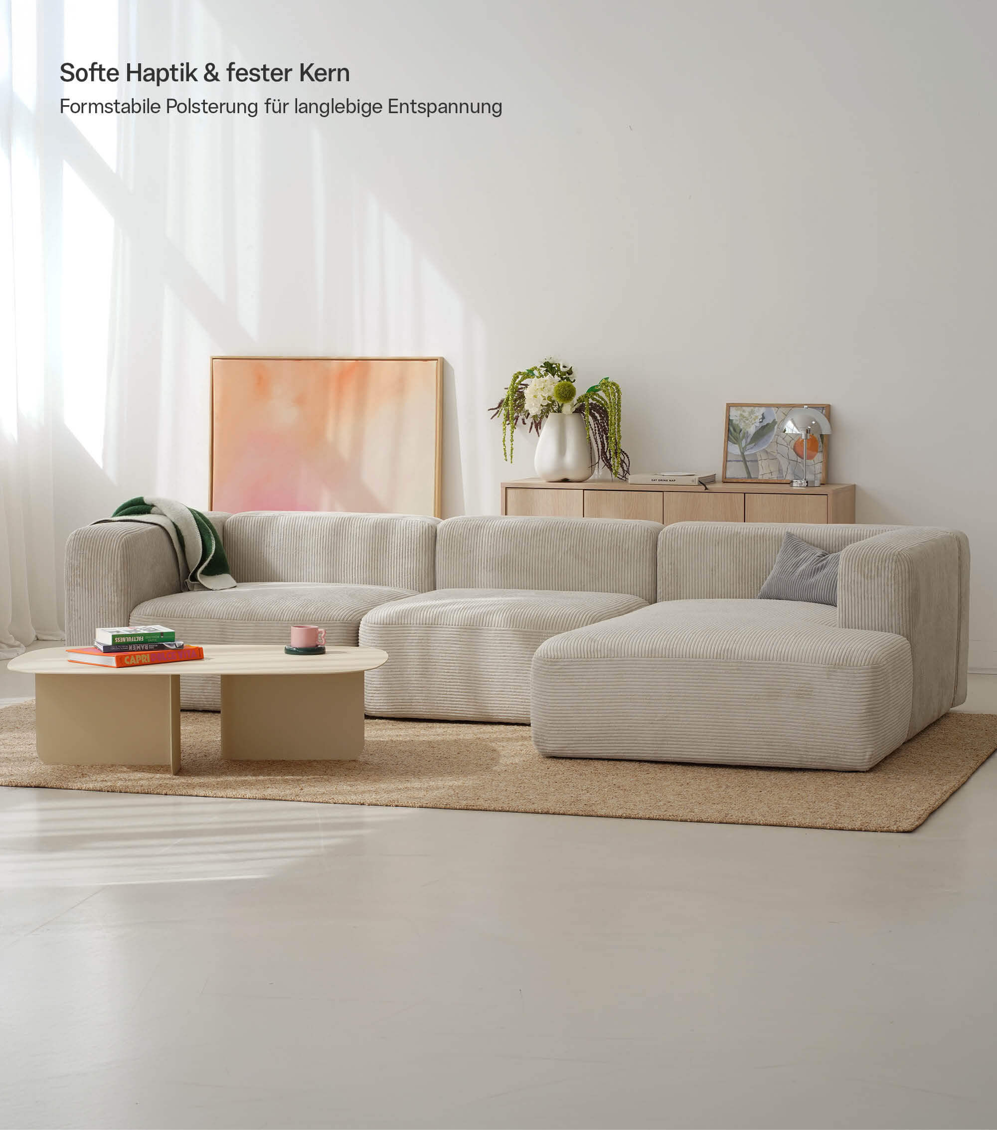 Ecksofa 4-Sitzer 'Cubo' (großes L) Ecksofa Cord Eckcouch Bigsofa 4-Sitzer Sofa 'Cubo'