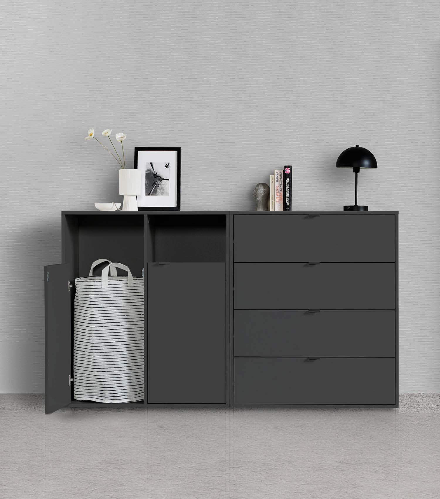 Wäscheschrank Wäschesammler Wäschekorb Holz Wäschetrenner Wäschebox