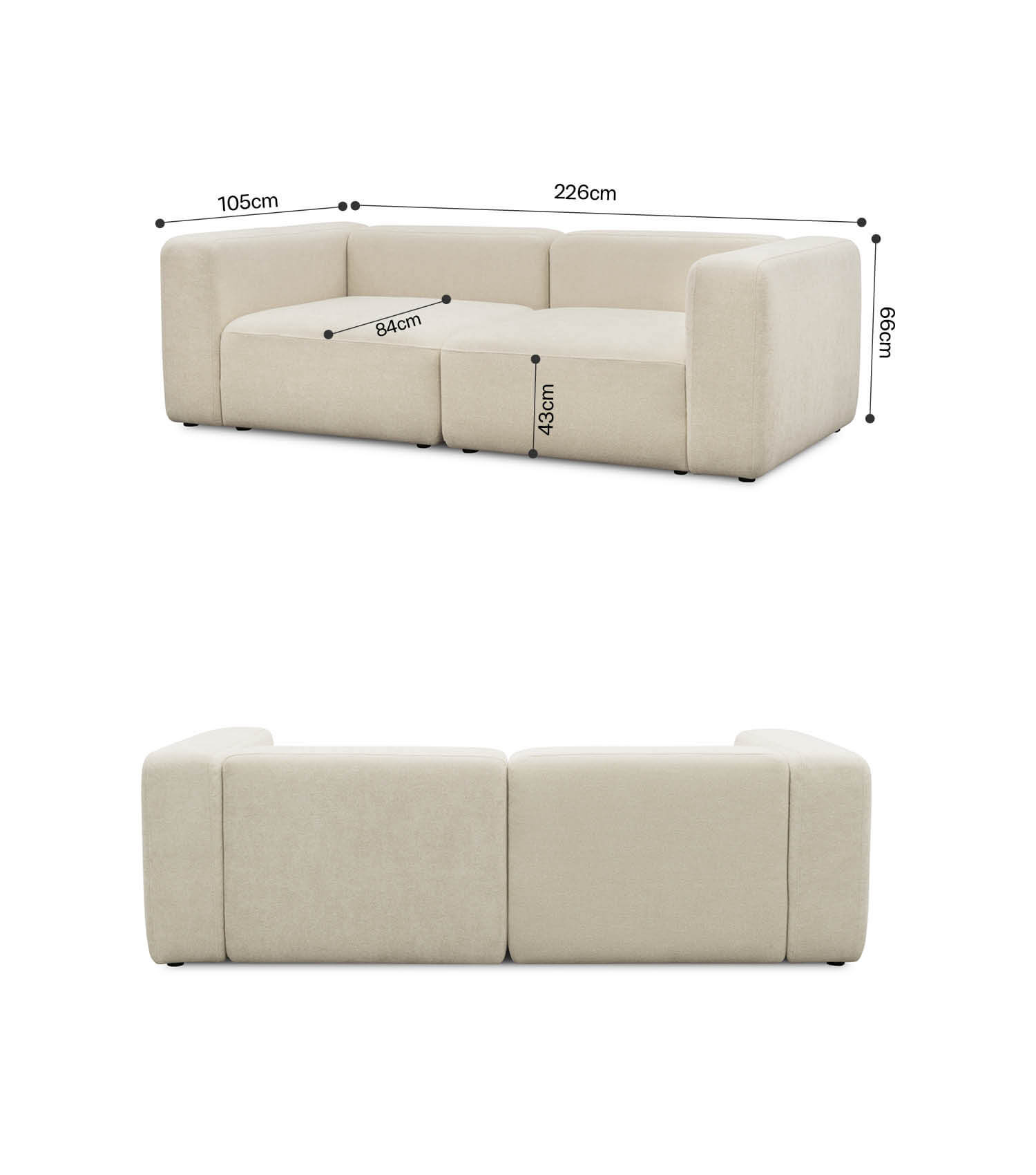 3-Sitzer Sofa 'Cubo' Sofa Cord Sofa Modulsofa Couch 3-Sitzer 'Cubo'