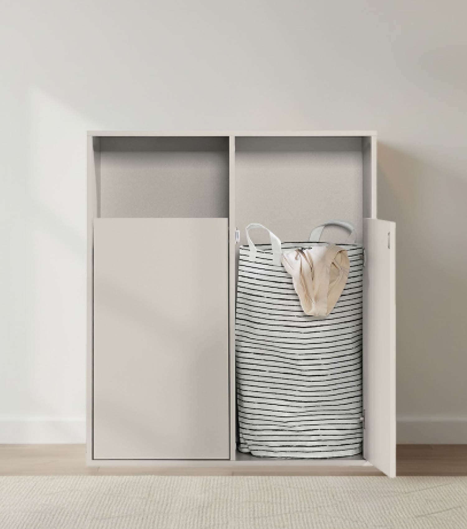 Wäscheschrank Wäschesammler Wäschekorb Holz Wäschetrenner Wäschebox