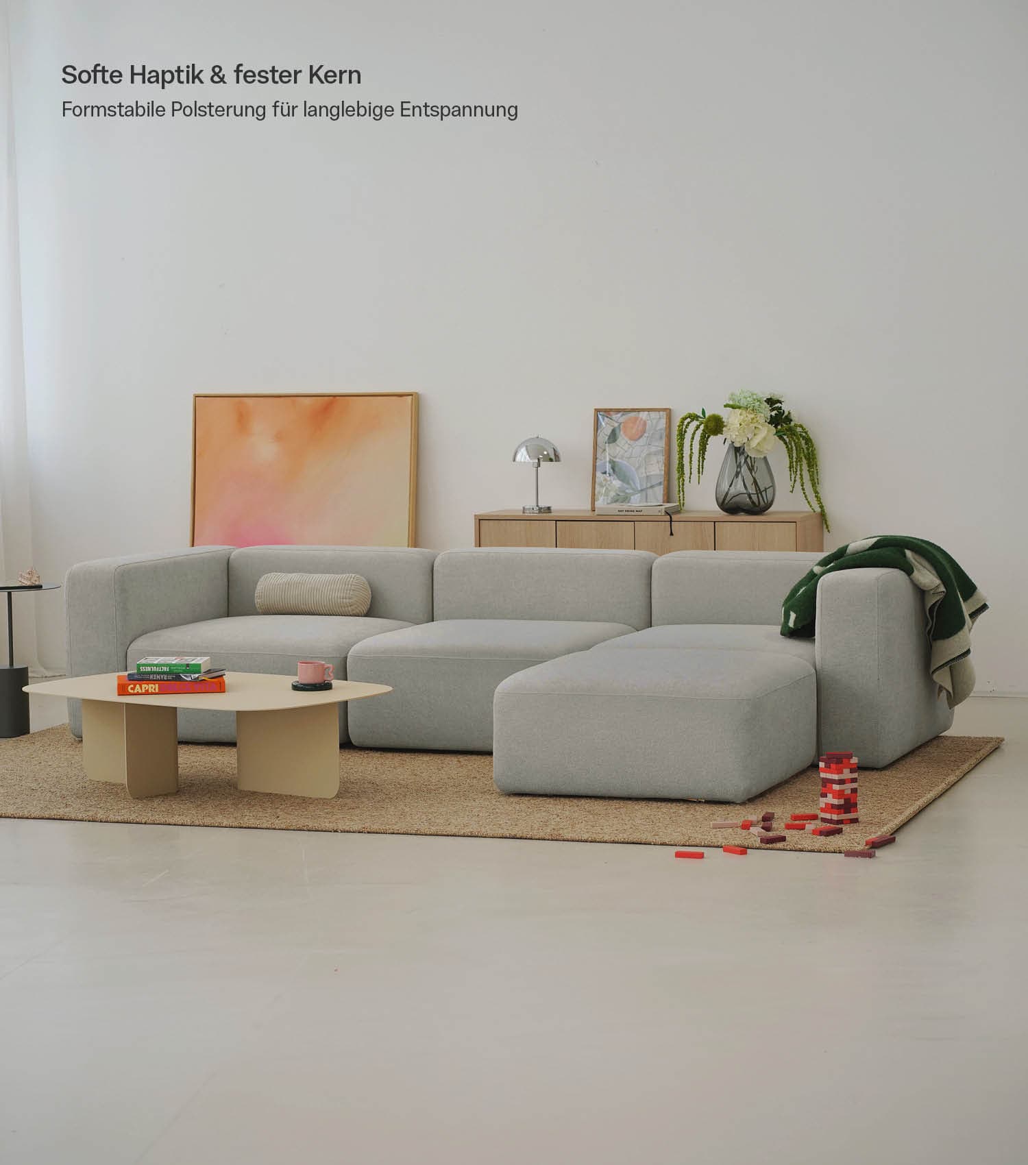 4-Sitzer Sofa mit Hocker 'Cubo' Sofa mit Hocker Bigsofa 4-Sitzer Cord Sofa 'Cubo'