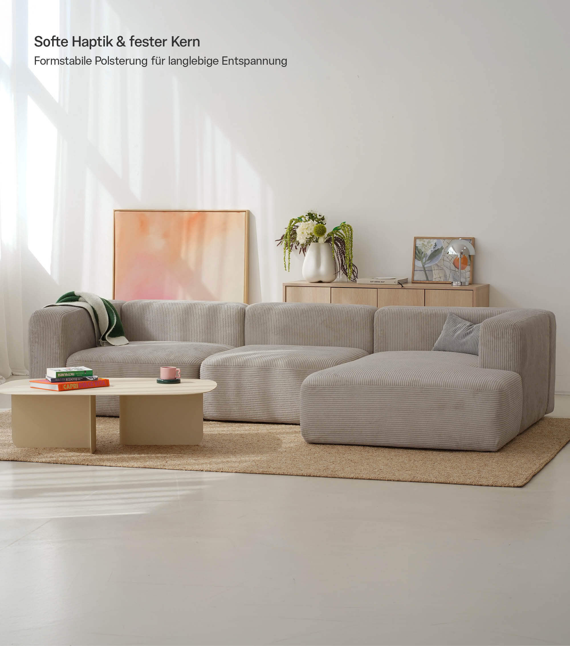 Ecksofa 4-Sitzer 'Cubo' (großes L) Ecksofa Cord Eckcouch Bigsofa 4-Sitzer Sofa 'Cubo'