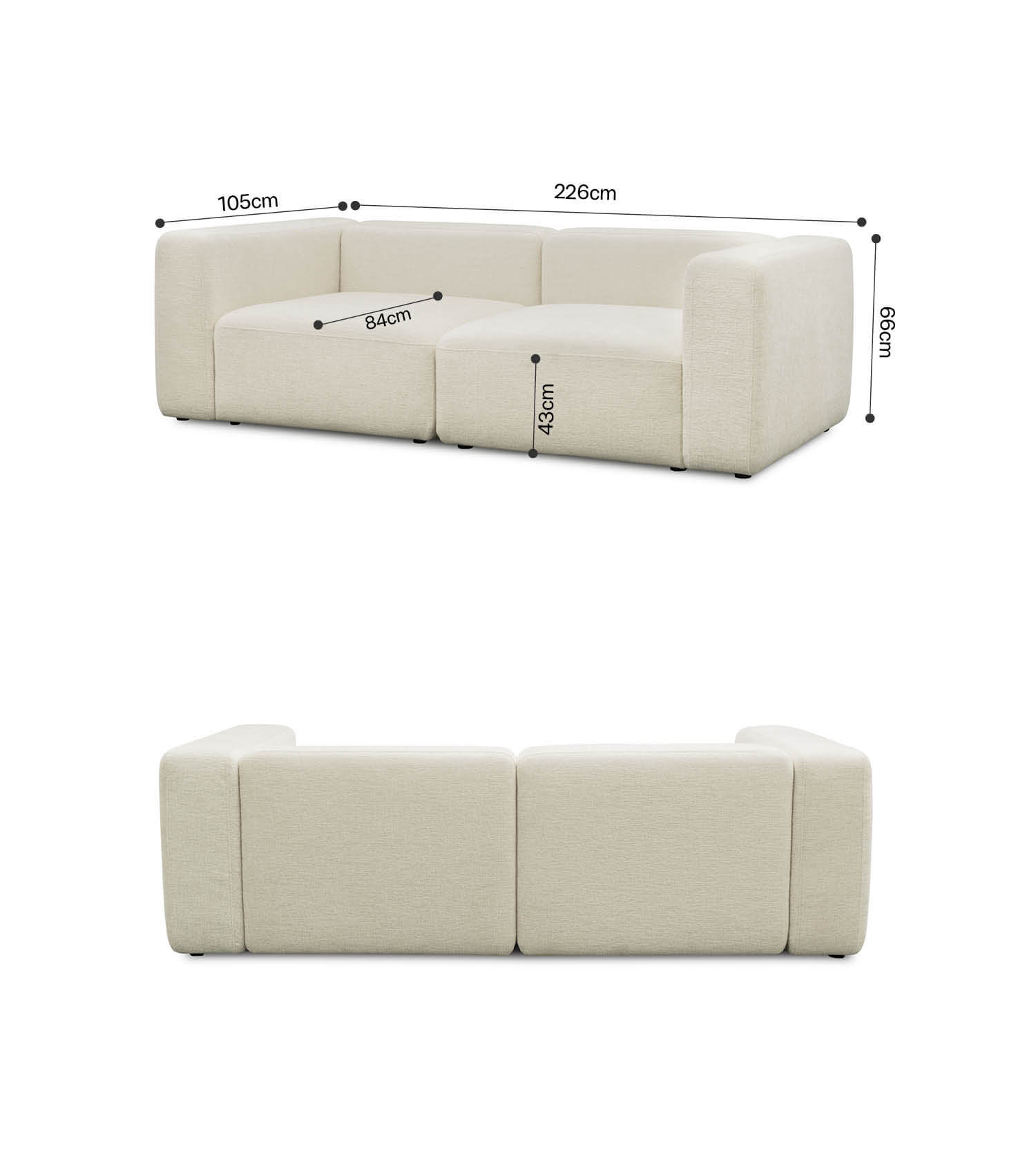 3-Sitzer Sofa 'Cubo' Sofa Cord Sofa Modulsofa Couch 3-Sitzer 'Cubo'