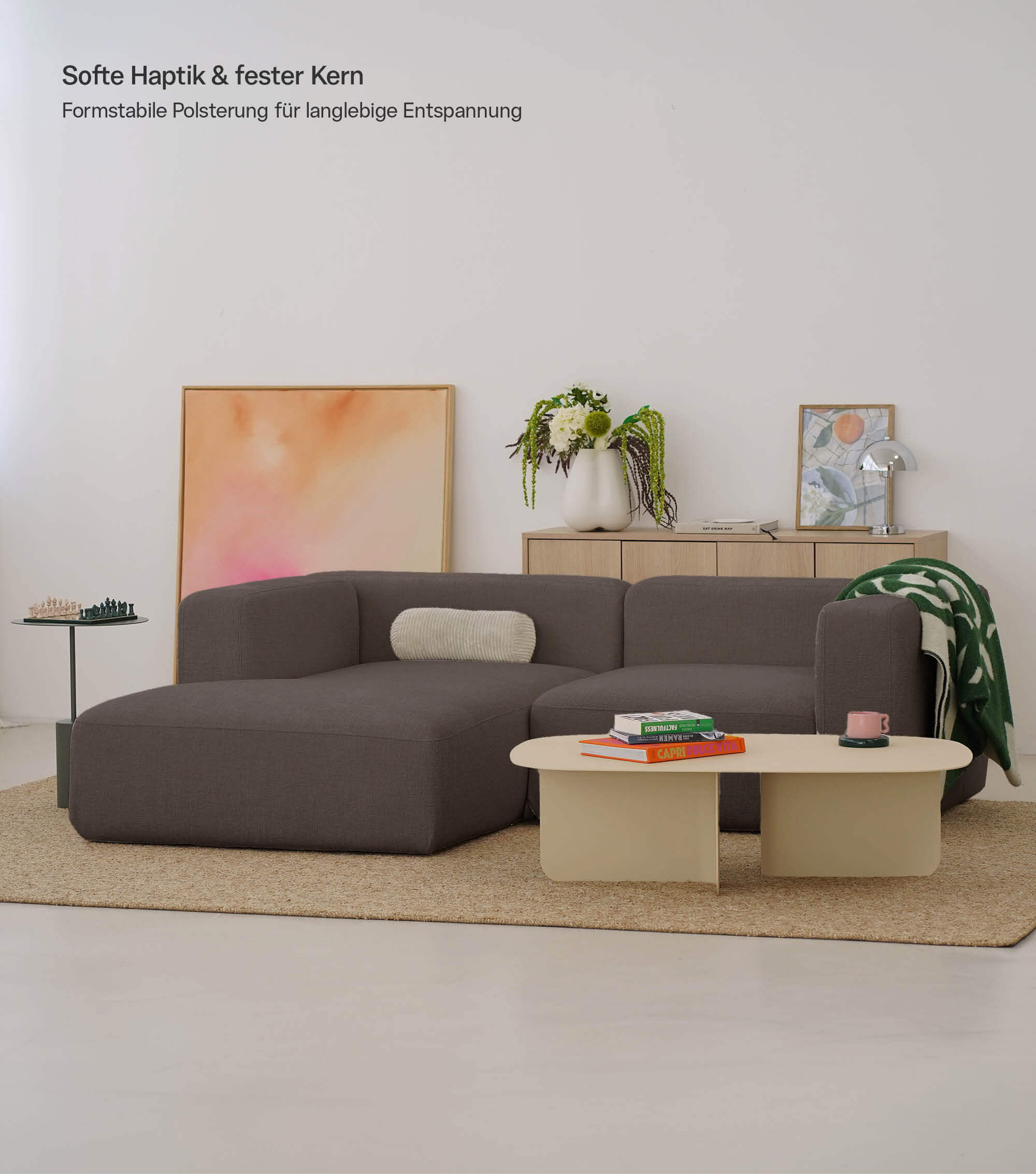 Ecksofa 3-Sitzer 'Cubo' (kleines L) Ecksofa Cord Eckcouch 3-Sitzer Sofa Modulsofa 'Cubo'