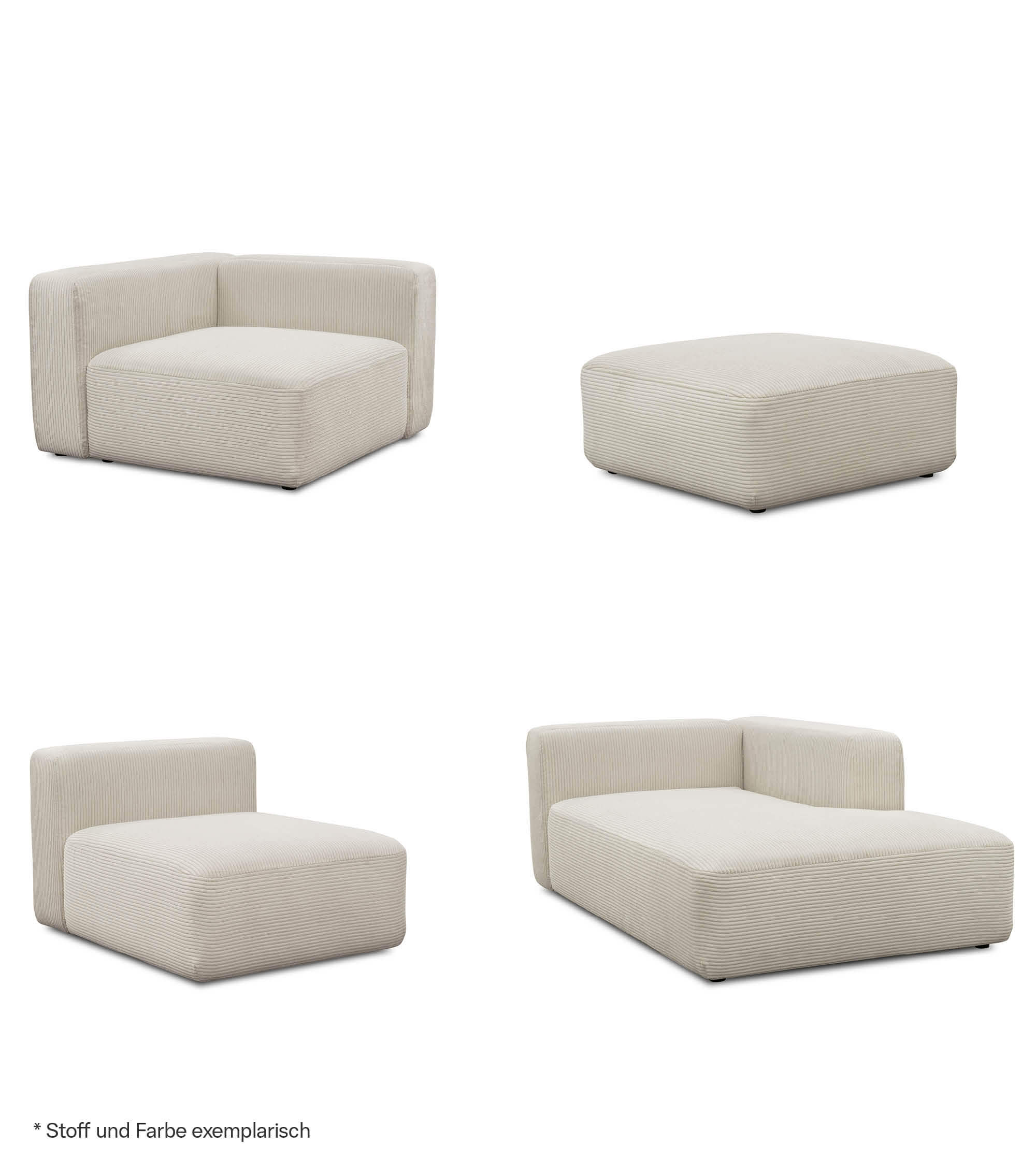 Ecksofa 4-Sitzer 'Cubo' (großes L) Ecksofa Cord Eckcouch Bigsofa 4-Sitzer Sofa 'Cubo'