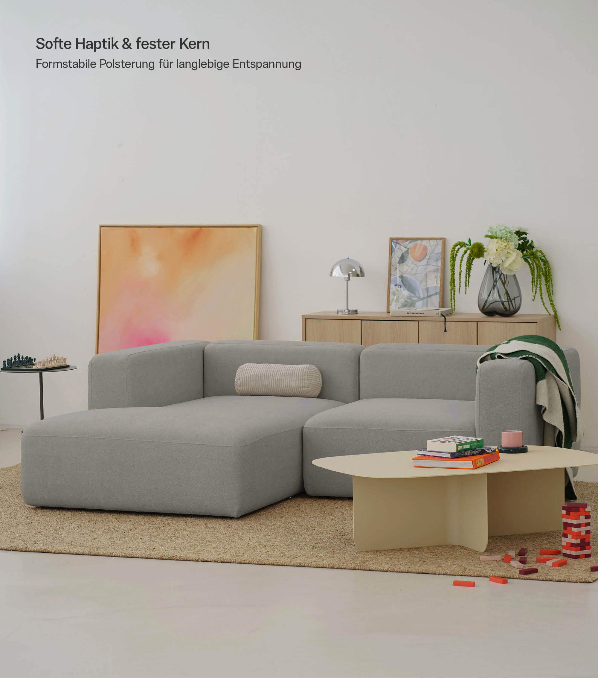 Ecksofa 3-Sitzer 'Cubo' (kleines L) Ecksofa Cord Eckcouch 3-Sitzer Sofa Modulsofa 'Cubo'