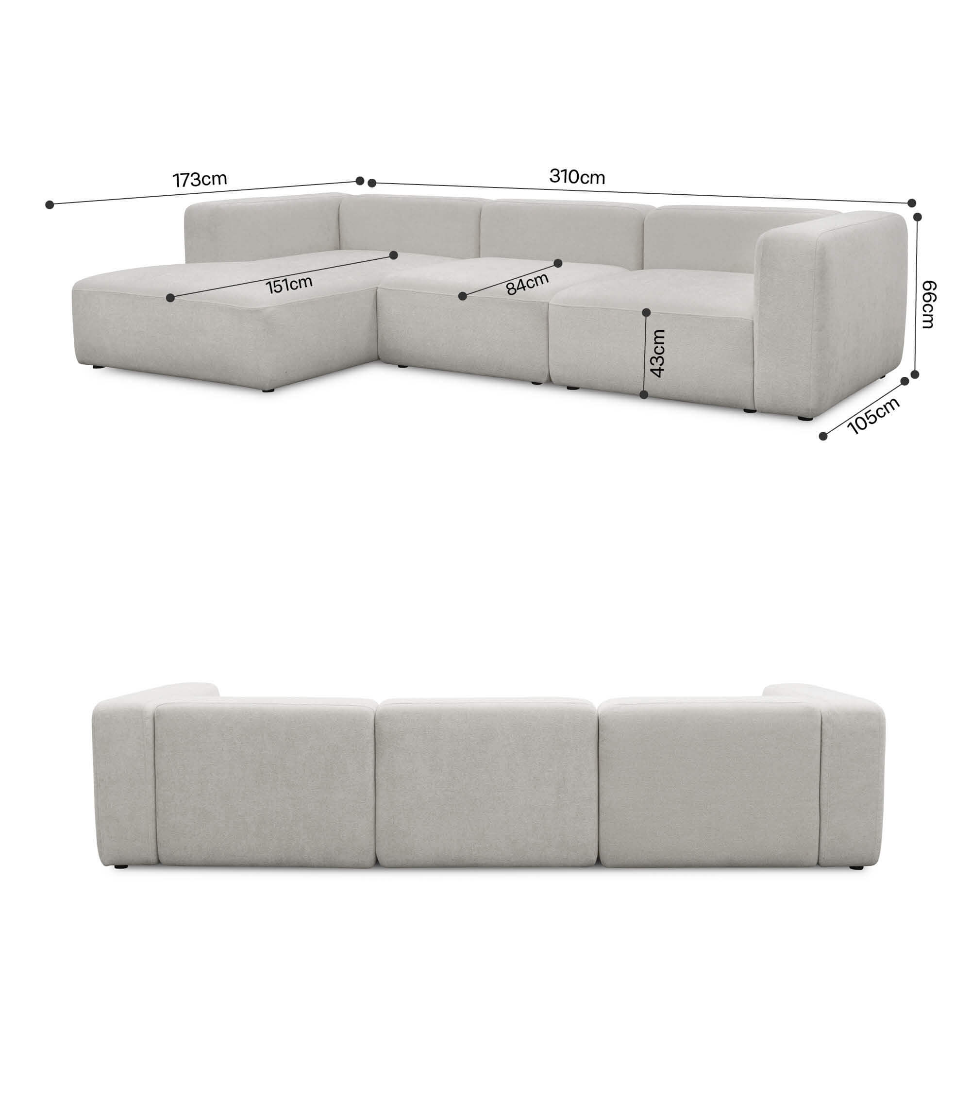 Ecksofa 4-Sitzer 'Cubo' (großes L) Ecksofa Cord Eckcouch Bigsofa 4-Sitzer Sofa 'Cubo'