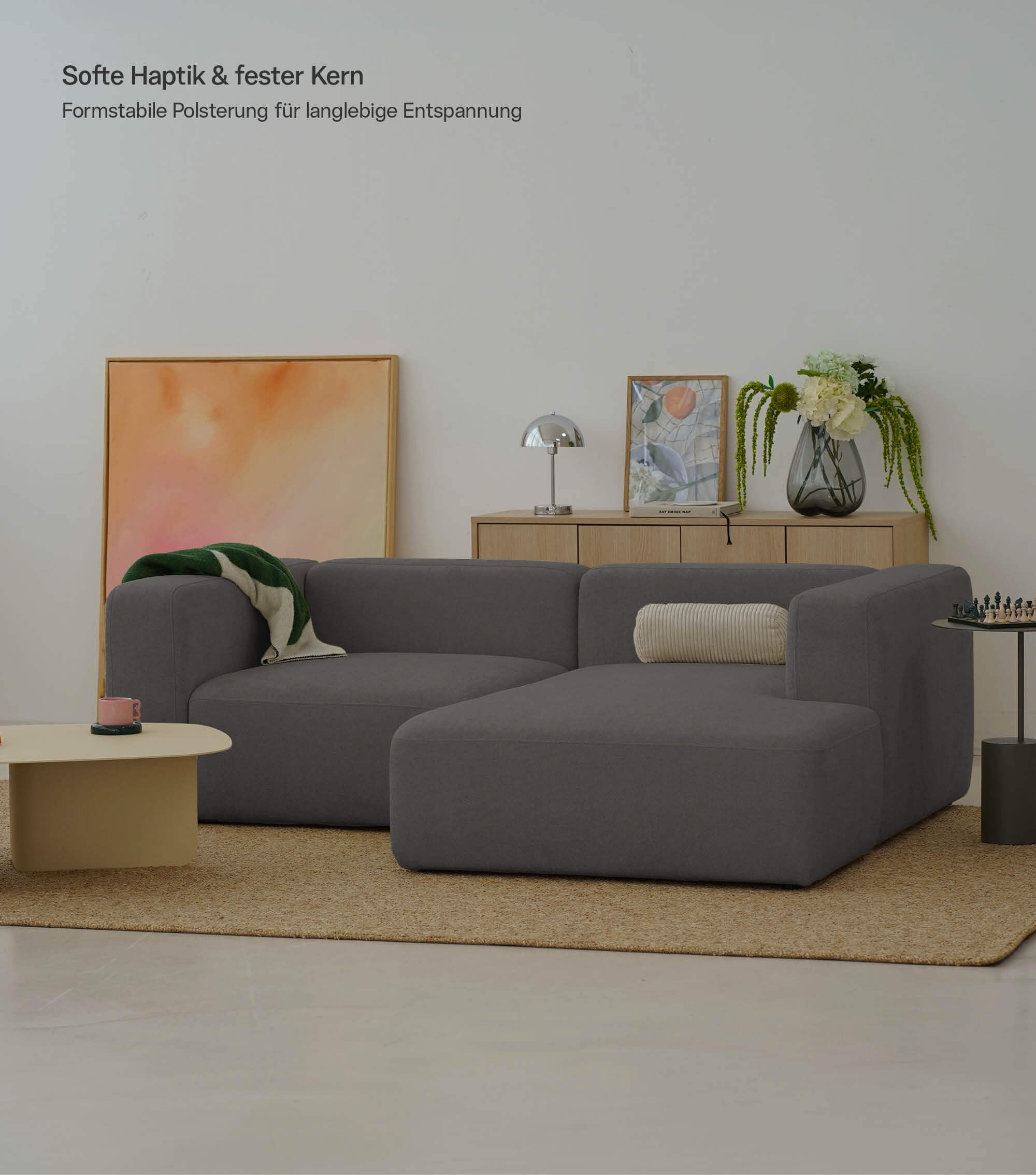 Ecksofa 3-Sitzer 'Cubo' (kleines L) Ecksofa Cord Eckcouch 3-Sitzer Sofa Modulsofa 'Cubo'