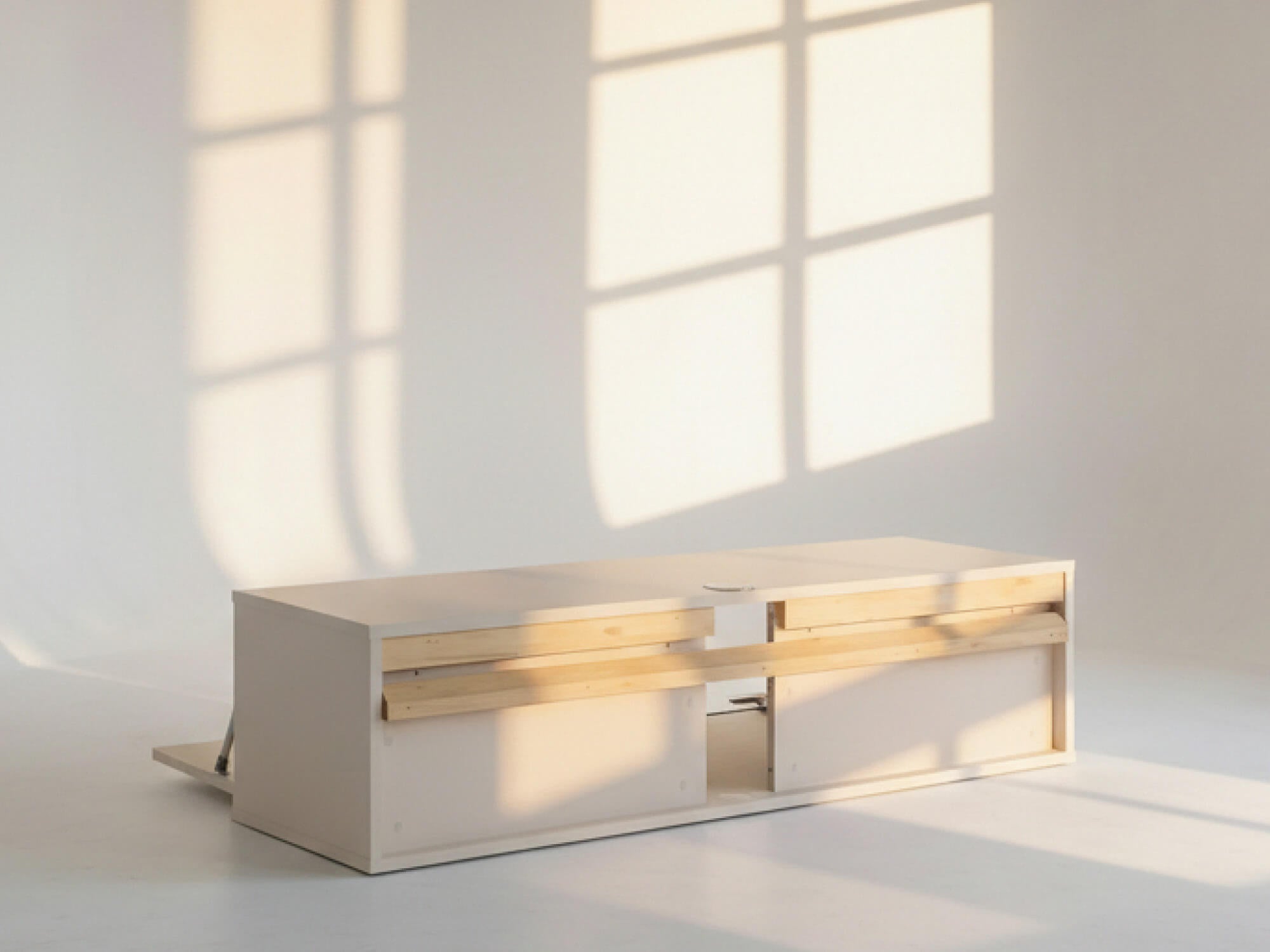 Wandhalterung Lowboard mit Holzbalken