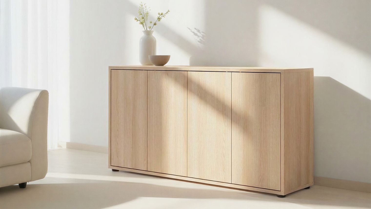 Kommode in heller Eiche mit 4 Türen