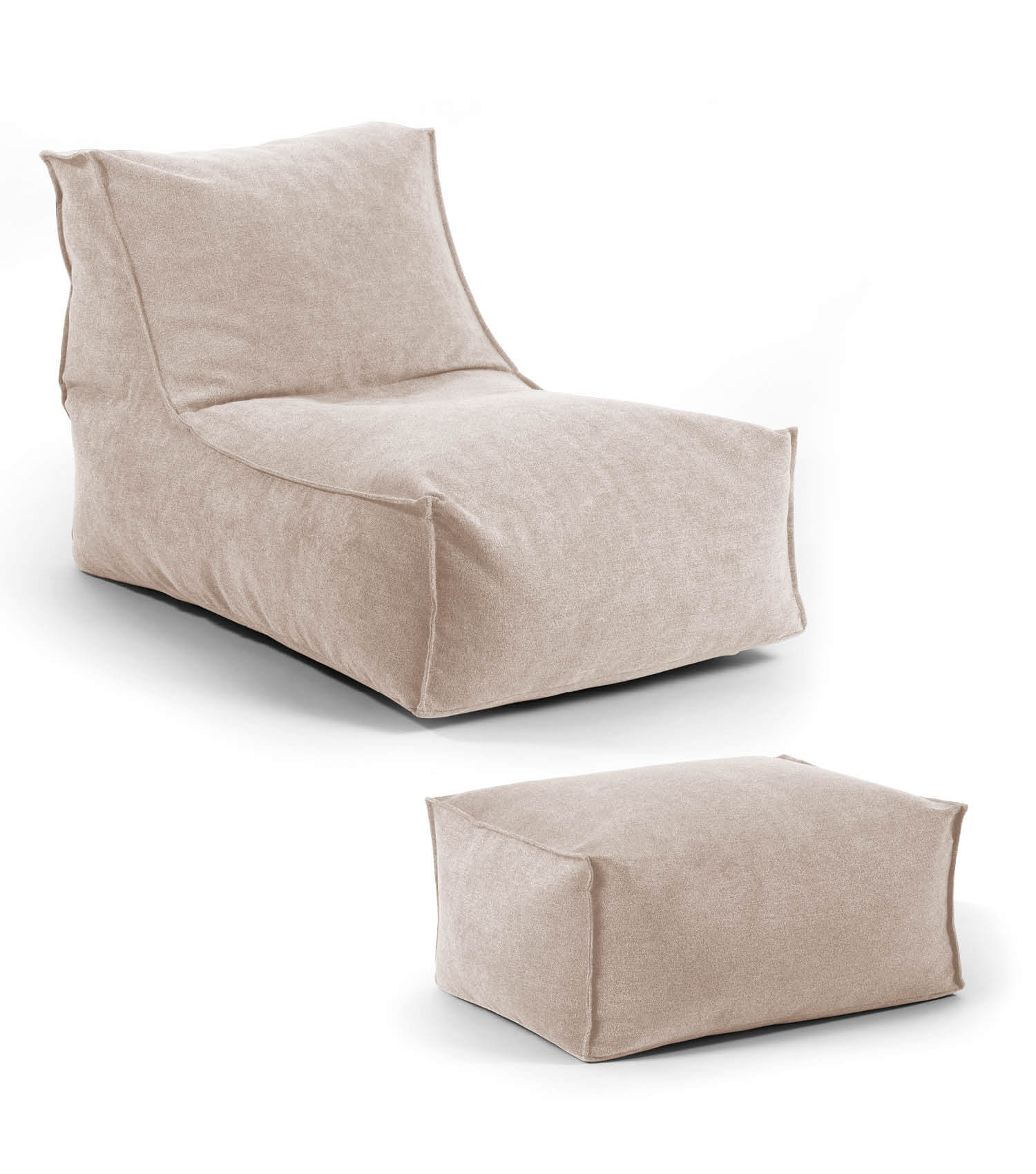 Sitzsack XXL + Pouf für Kinder & Erwachsene mit Füllung 'Der Sundowner'#sku_BB2.2ind-Alfa071beig