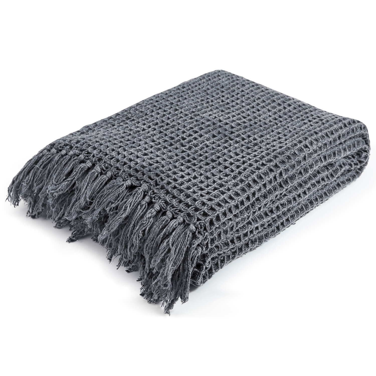 Decke ‘Die Hyggelige’ im Waffelpique Strickdecke & Tagesdecke #sku_BL2waffle-007anthrazit