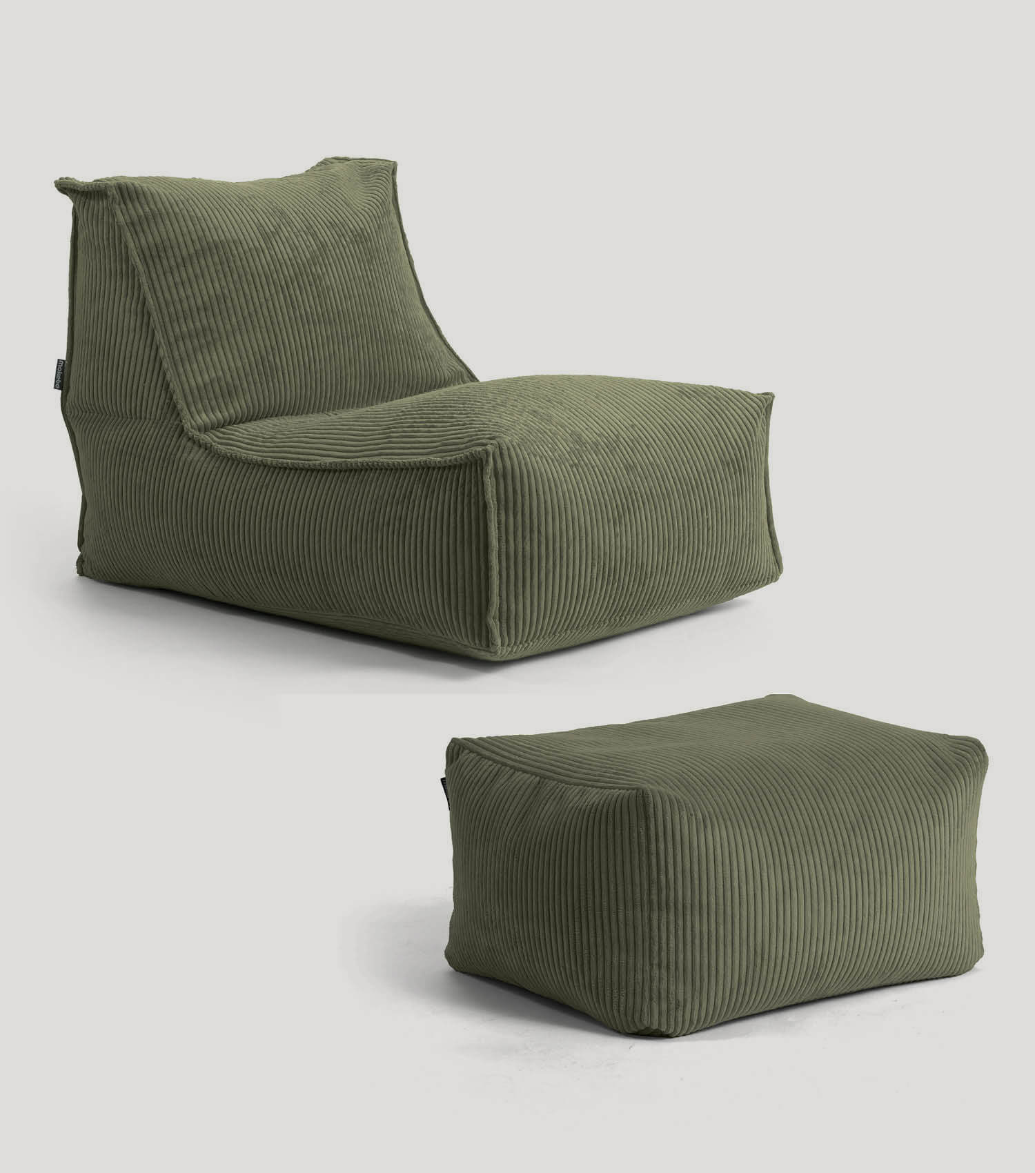 Sitzsack XXL + Pouf für Kinder & Erwachsene mit Füllung 'Der Gelassene'#sku_BB2.2Poso-046oliv