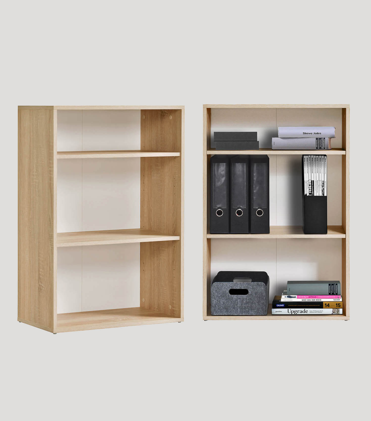 Hohes Regal Schuhregal aus Holz ‘Der Bücherwurm’ Aktenregal Wand