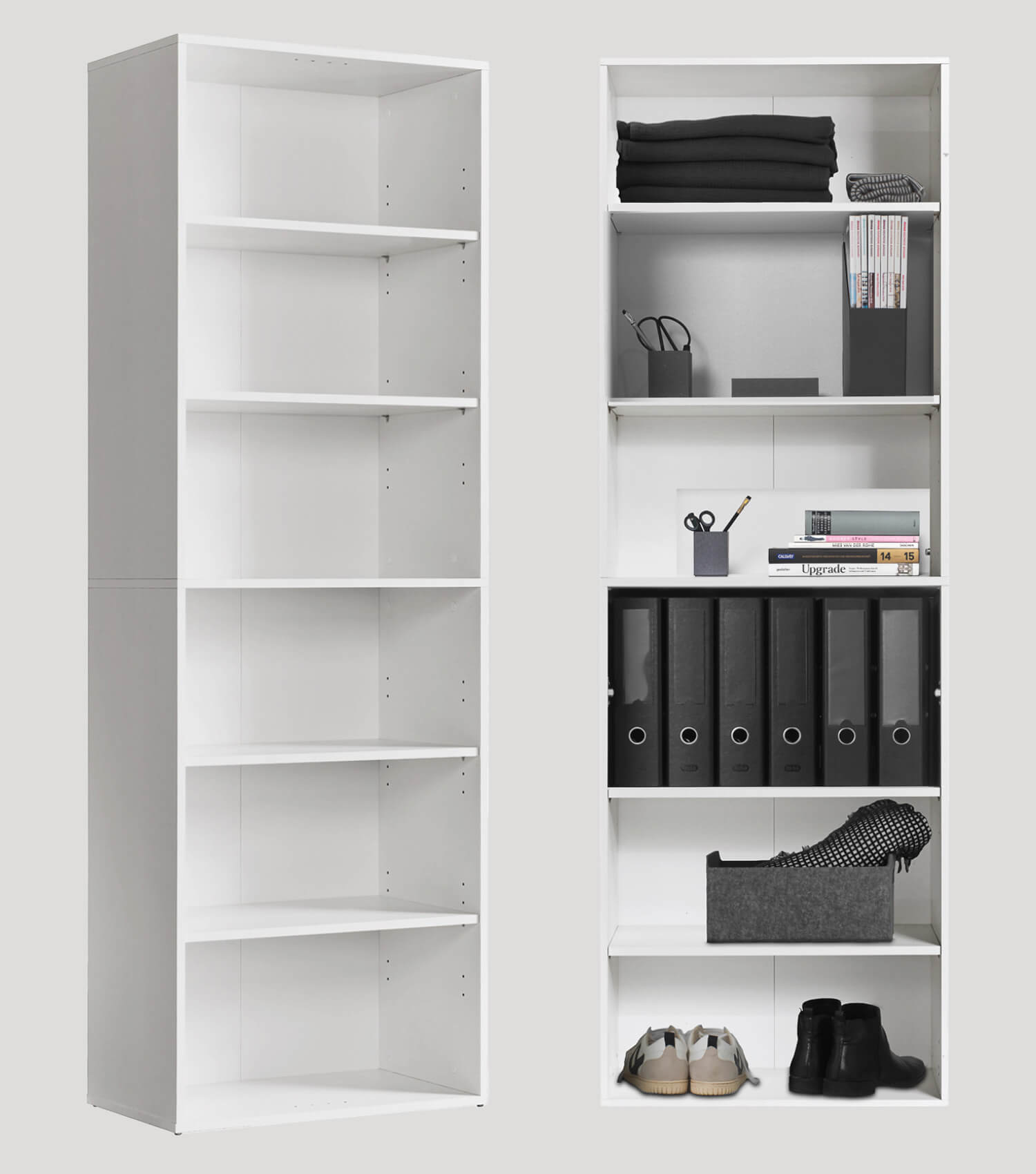 Hohes Regal Schuhregal aus Holz ‘Der Bücherwurm’ Aktenregal Wand#sku_BR2.2w