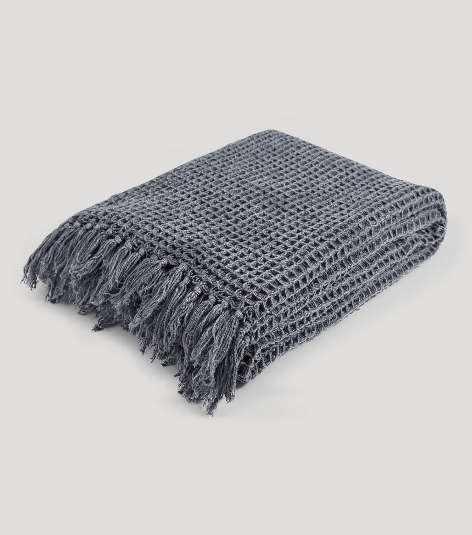 Decke ‘Die Hyggelige’ im Waffelpique Strickdecke & Tagesdecke #sku_BL2waffle-007anthrazit