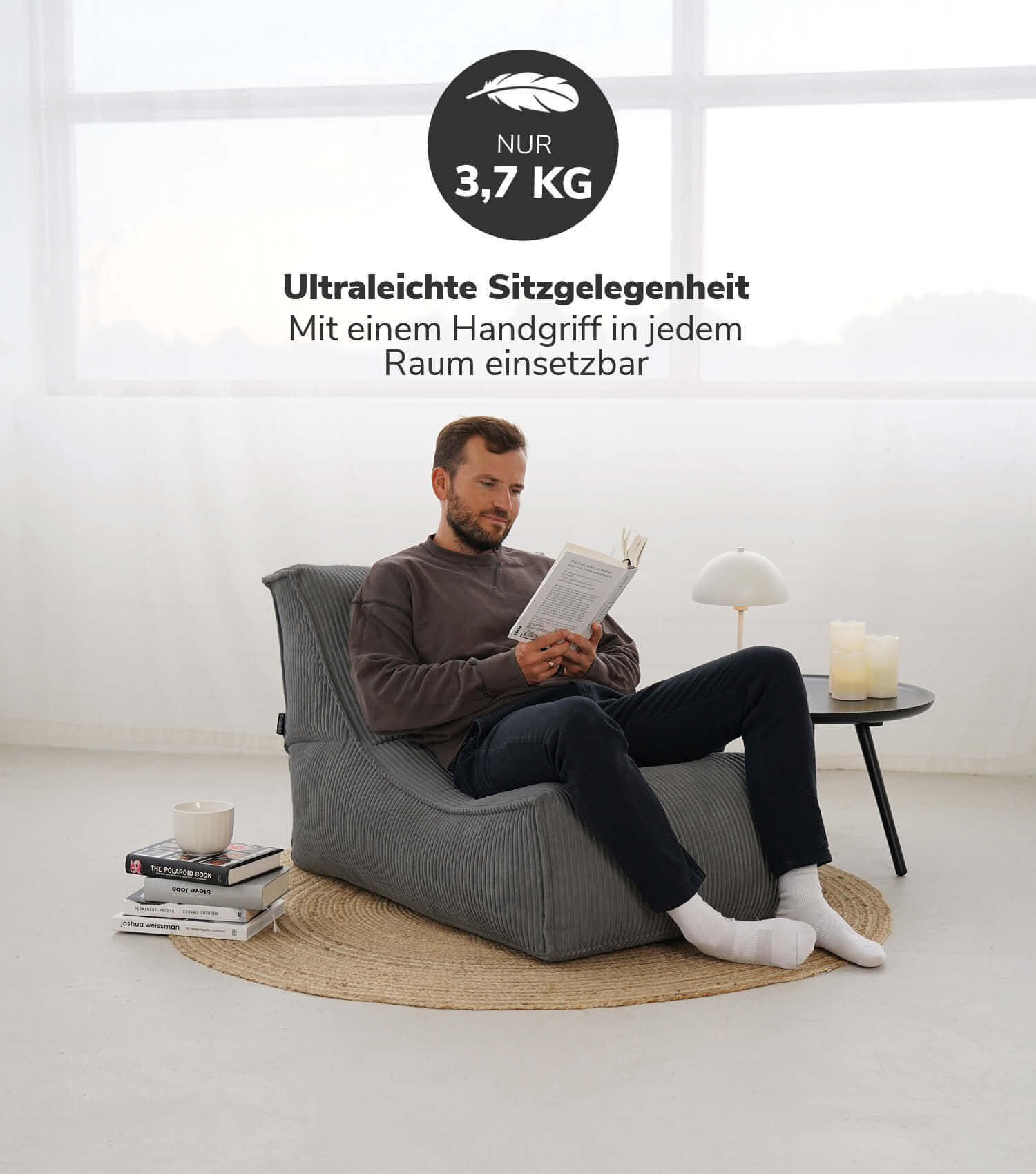 Sitzsack XXL + Pouf für Kinder & Erwachsene mit Füllung 'Der Gelassene'